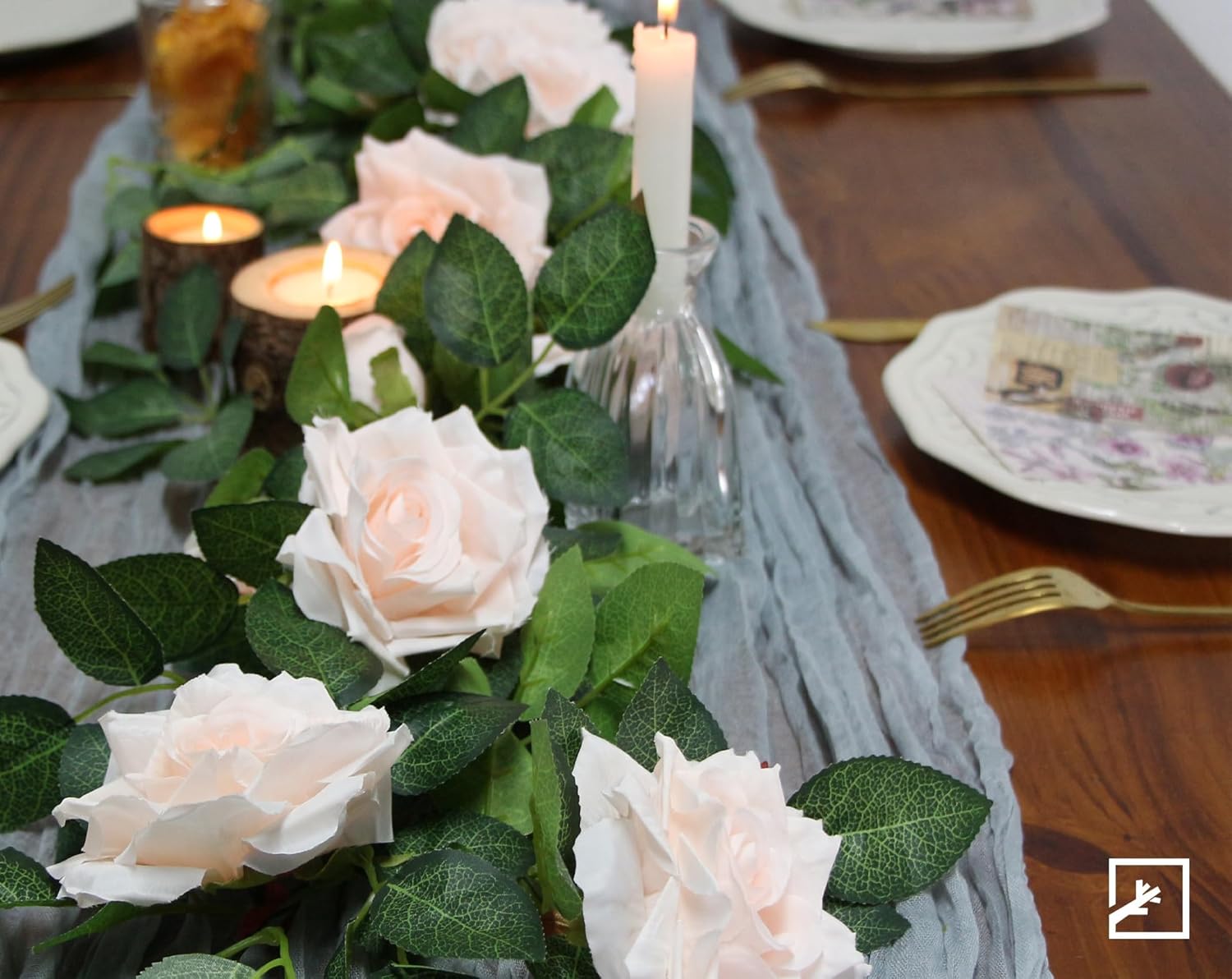 ZIFTY 5Pcs 34FT Flower Garland White Artificial Rose Vine Wedding Decor