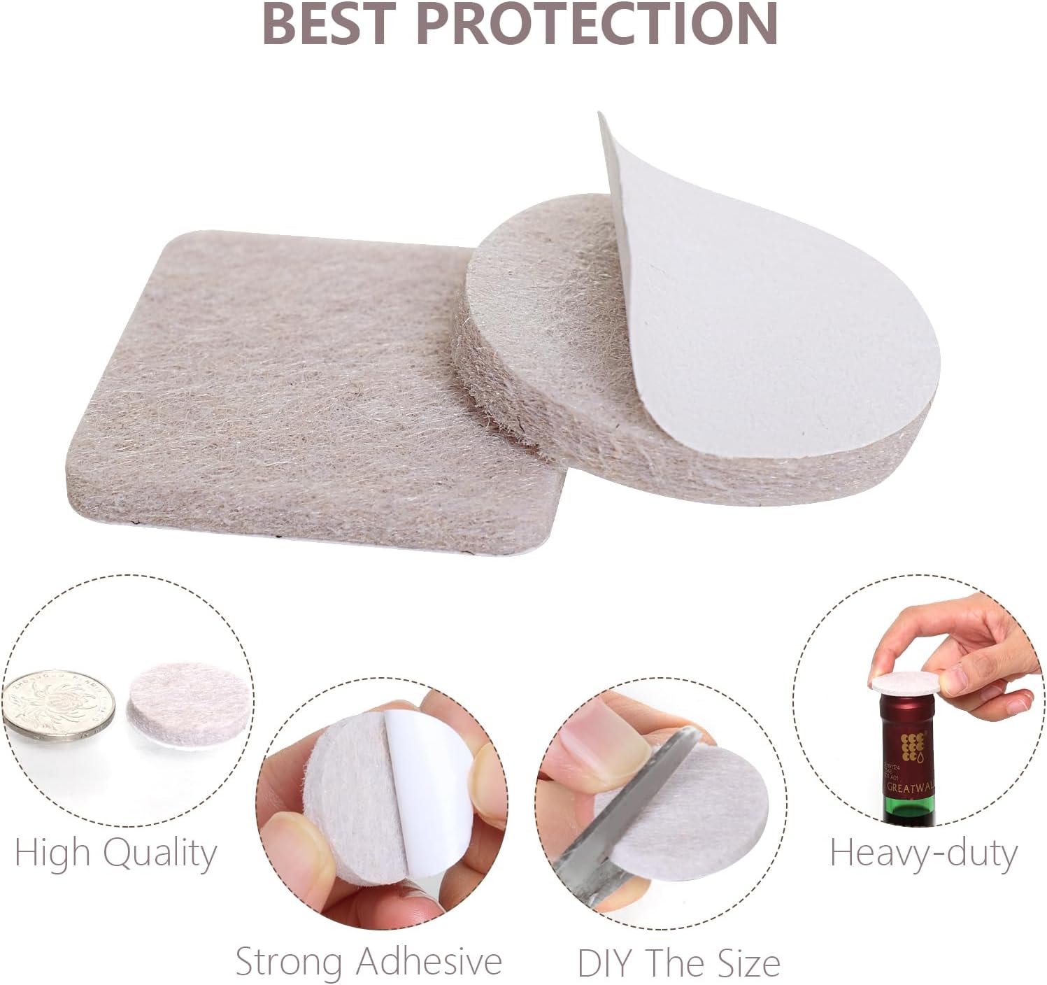 Yelanon Felt Furniture Pads 56 Pcs for Hardwood Floors Brown
