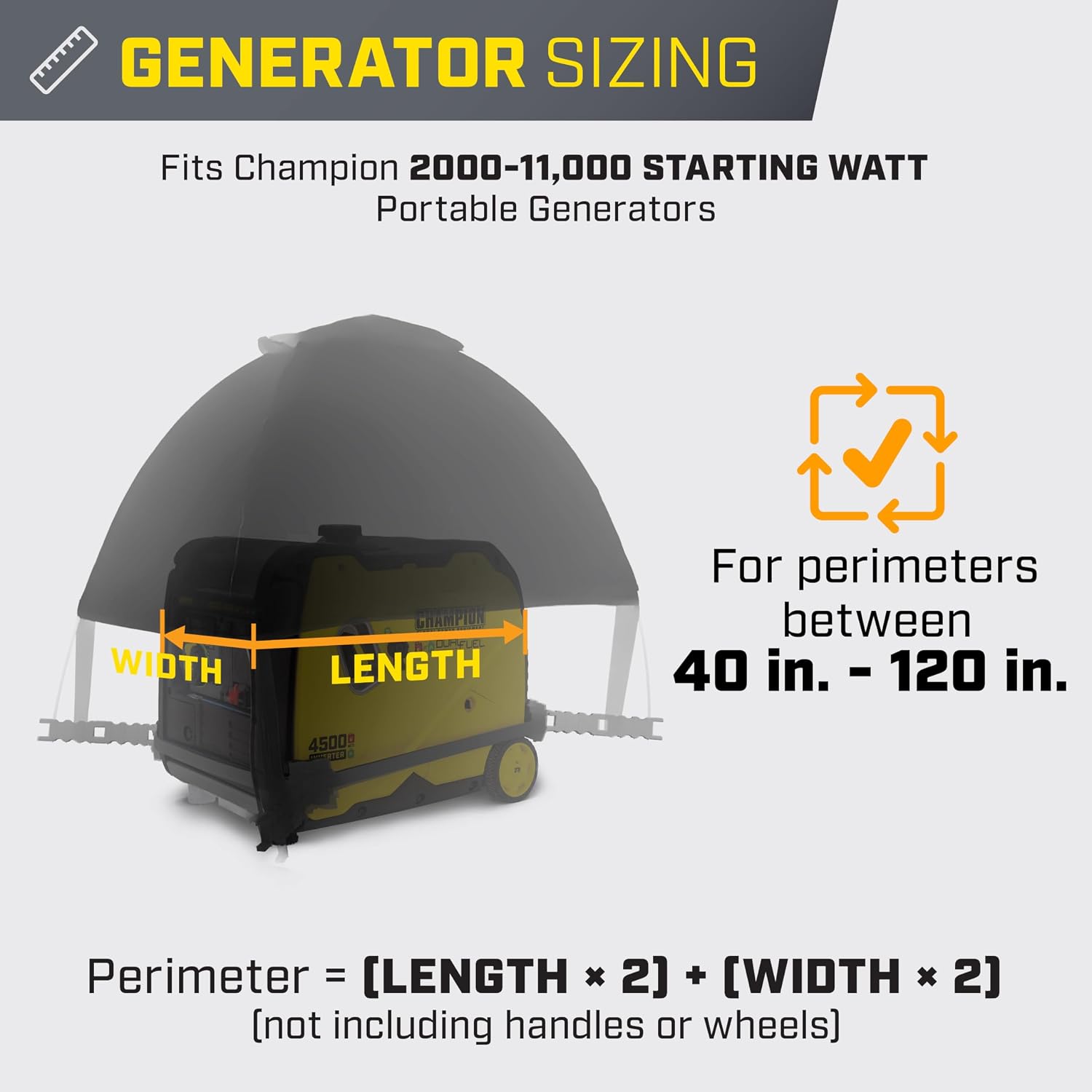 Champion Power Equipment 100376 Storm Shield Severe Weather Portable Generator Cover by GenTent for 4000 to 12,500-Starting Watt Generators