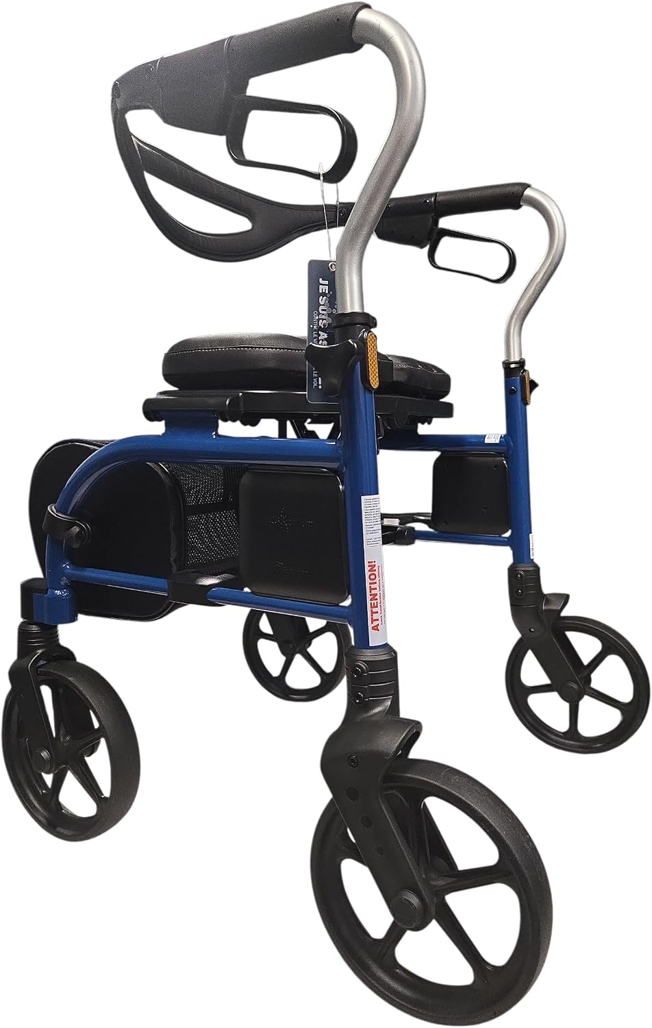 Evolution Trillium Lightweight Walker Rollator with Seat, Wheels, Brakes for Indoor, Outdoor Mobility, Regular Blue