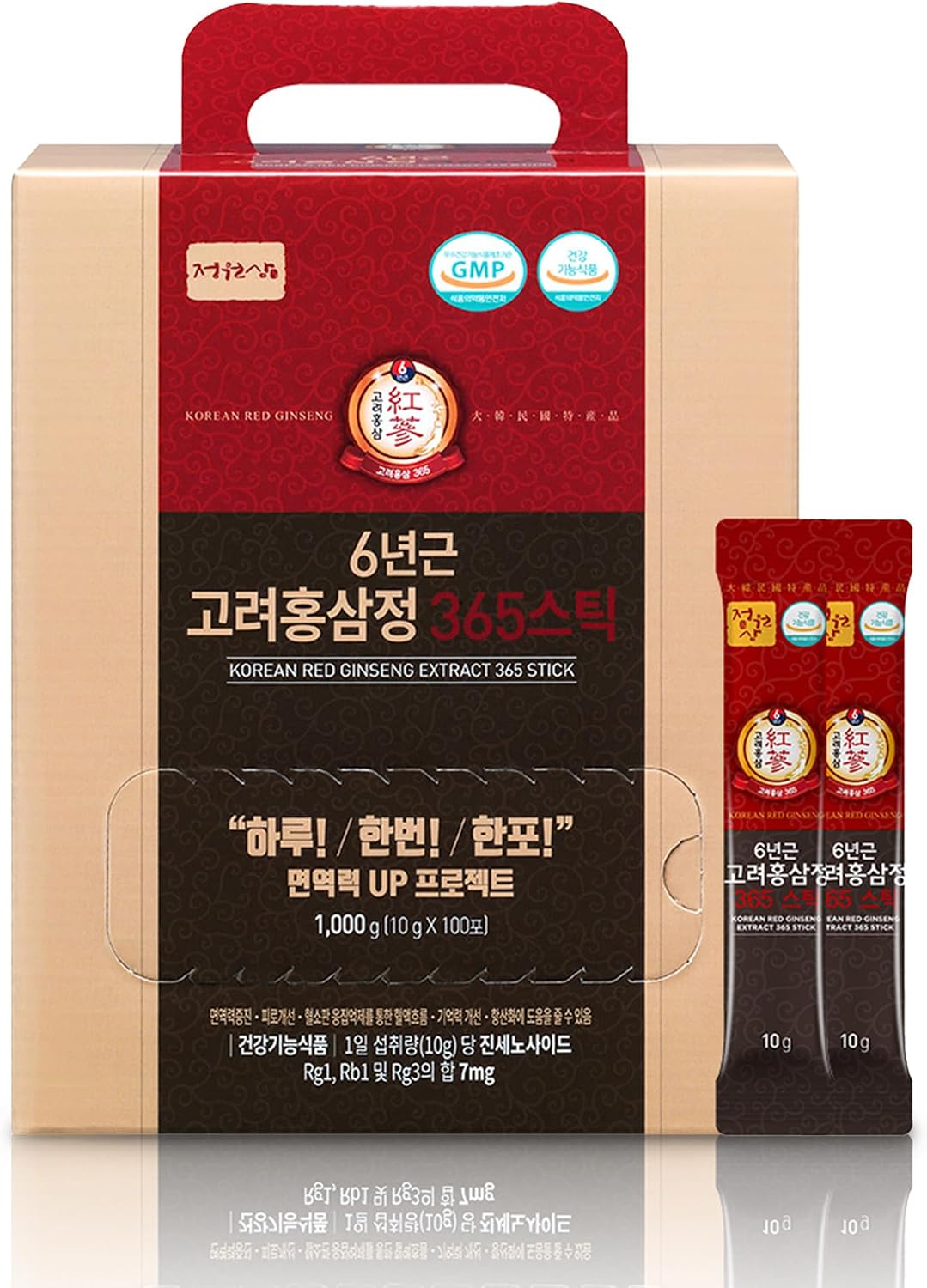 6-Year Korean Red Ginseng 365 | 30 Sticks | Vegan | 7mg Ginsenosides Per Stick