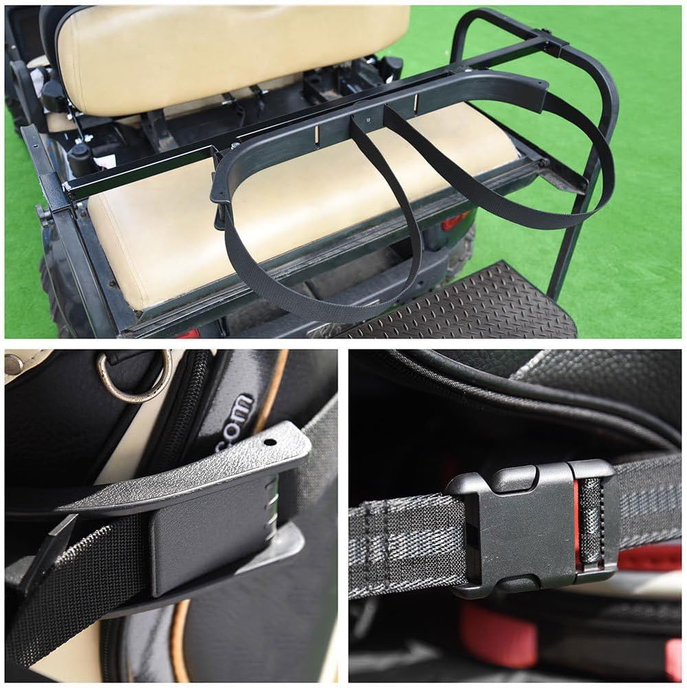 AW Universal Golf Bag Attachment Golf Bag Holder Bracket Rack for Golf Cart | Rear Seat Black
