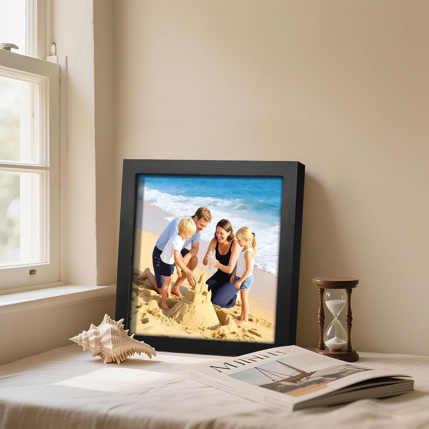 Picture Frames 8x8 2 Pack Made of Solid Wood Black for Wall Mounting and Tabletop Display
