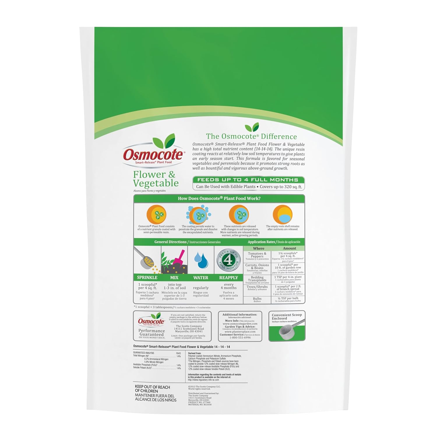Osmocote Smart-Release Plant Food Flower & Vegetable, 4.5 lb. | For Edible Plants, Seasonal Vegetables, Fruits, Flowers, Herbs and More