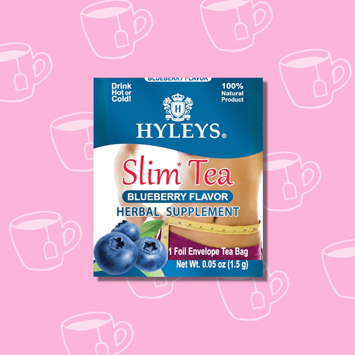 HYLEYS Slim Tea Goji Berry, Weight Loss Detox, Slimming Diet Tea, 25 Bags | Green Tea, Senna Detox & Cleanse, 3 Natural Ingredients, No Added Sugar, 1-Step Bedtime Routine, Supports Digestion