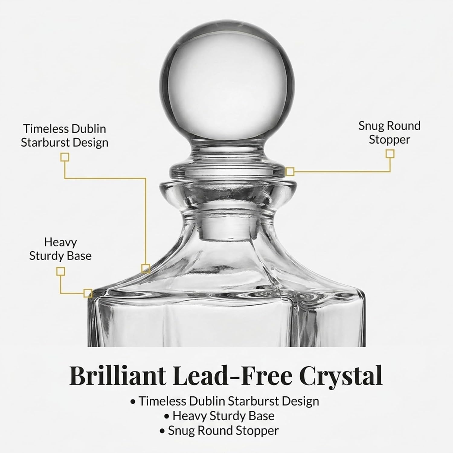 Godinger Mini Whiskey Decanter Barware Set - Dublin Crystal Collection for Liquor Whisky Vodka or Wine - 10oz, set of 3