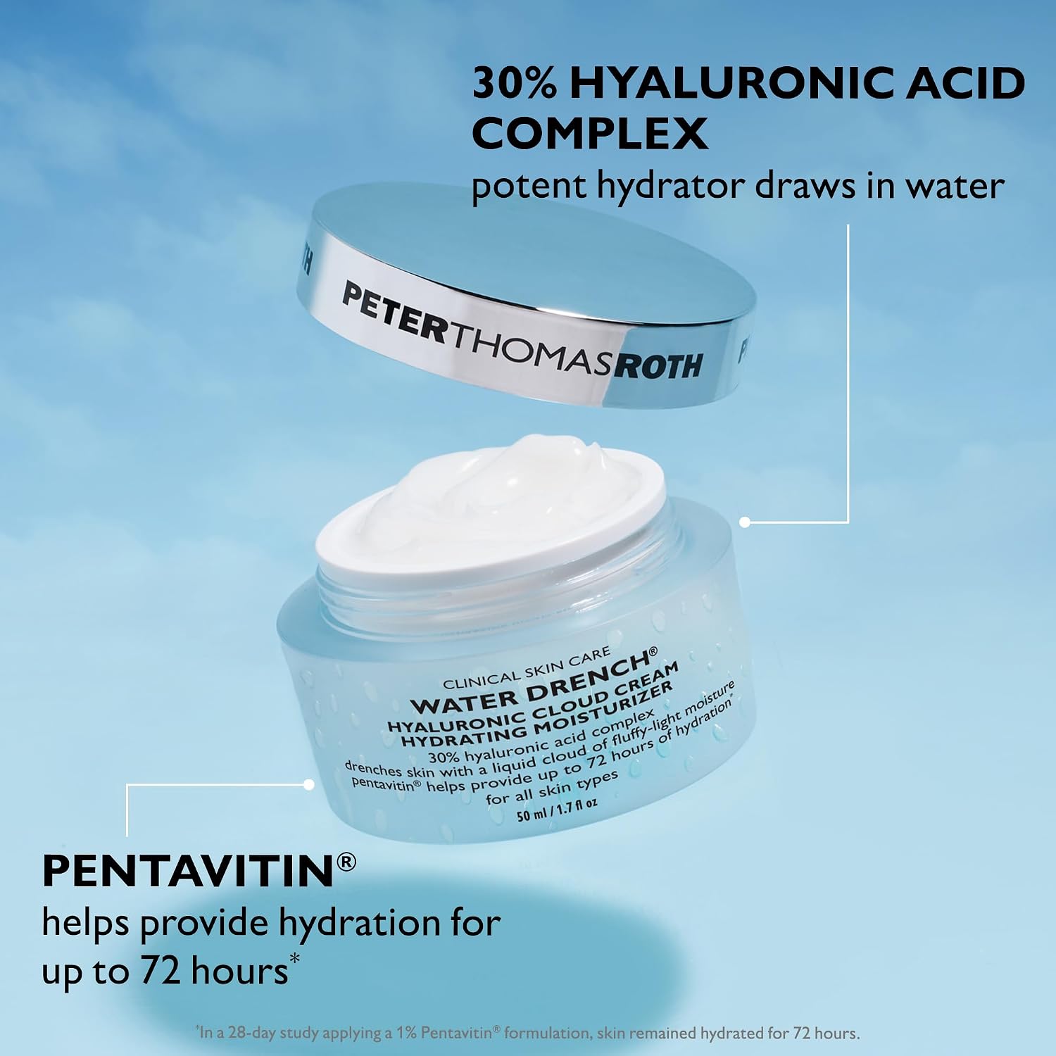 Peter Thomas Roth | Water Drench® Hyaluronic Cloud Cream Hydrating Refillable Moisturizer | Hyaluronic Acid Cream For All Skin Types, Line-Smoothing, Fragrance-Free