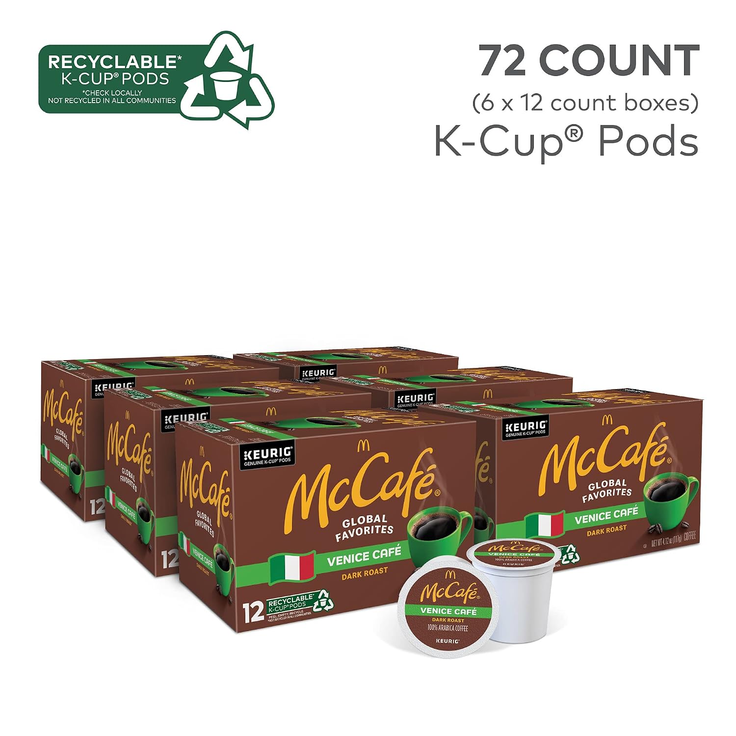 McCafe French Roast, Single Serve Coffee Keurig K-Cup Pods, Dark Roast, 96 Count (4 Packs of 24)