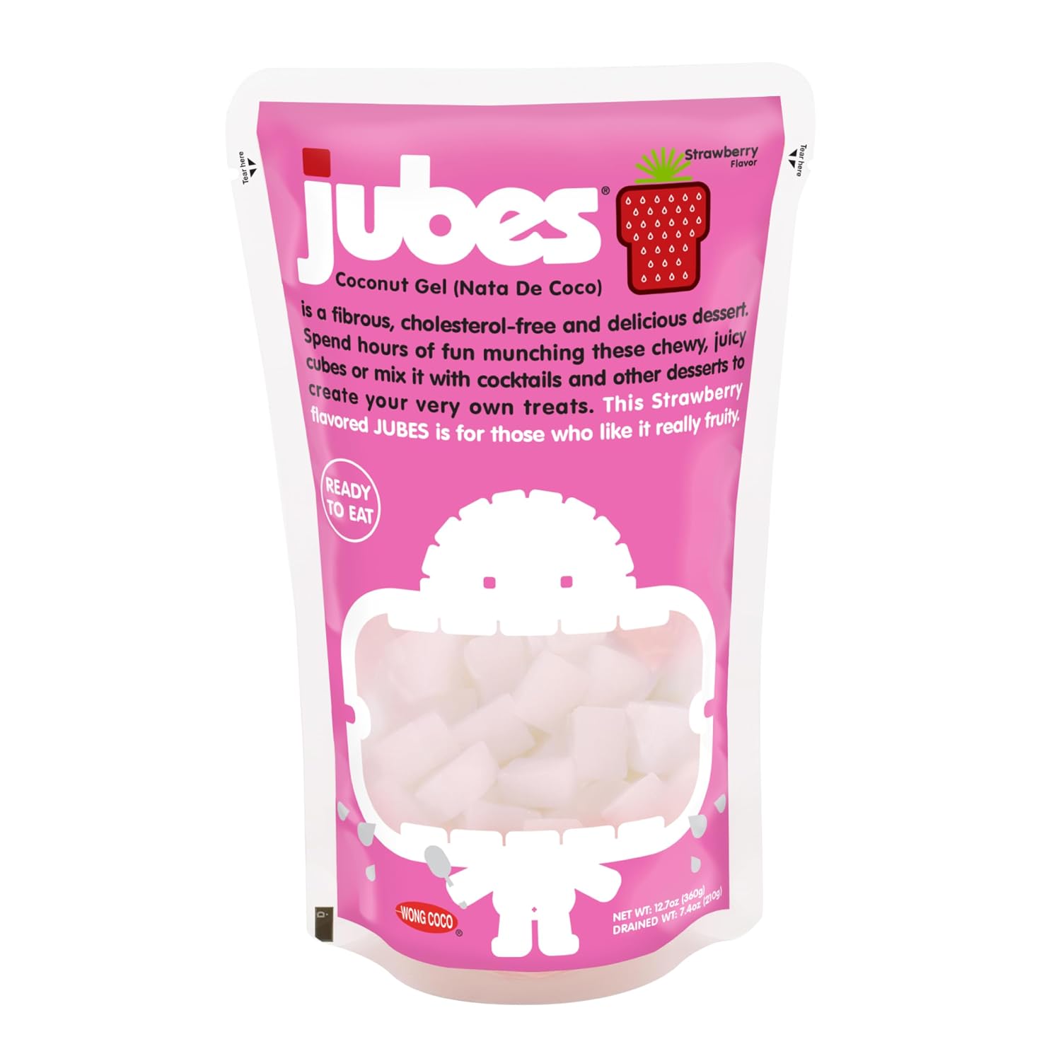 Jubes Pandan Nata De Coco Jelly Cubes (12.7 oz, Pack of 3) - Pandan Coconut Jelly Cubes for Sago - Coconut Gel in Syrup Toppings for Fruit Tea, Boba, Bubble Tea, Drinks, Desserts Yogurt, Ice Cream, Beverage