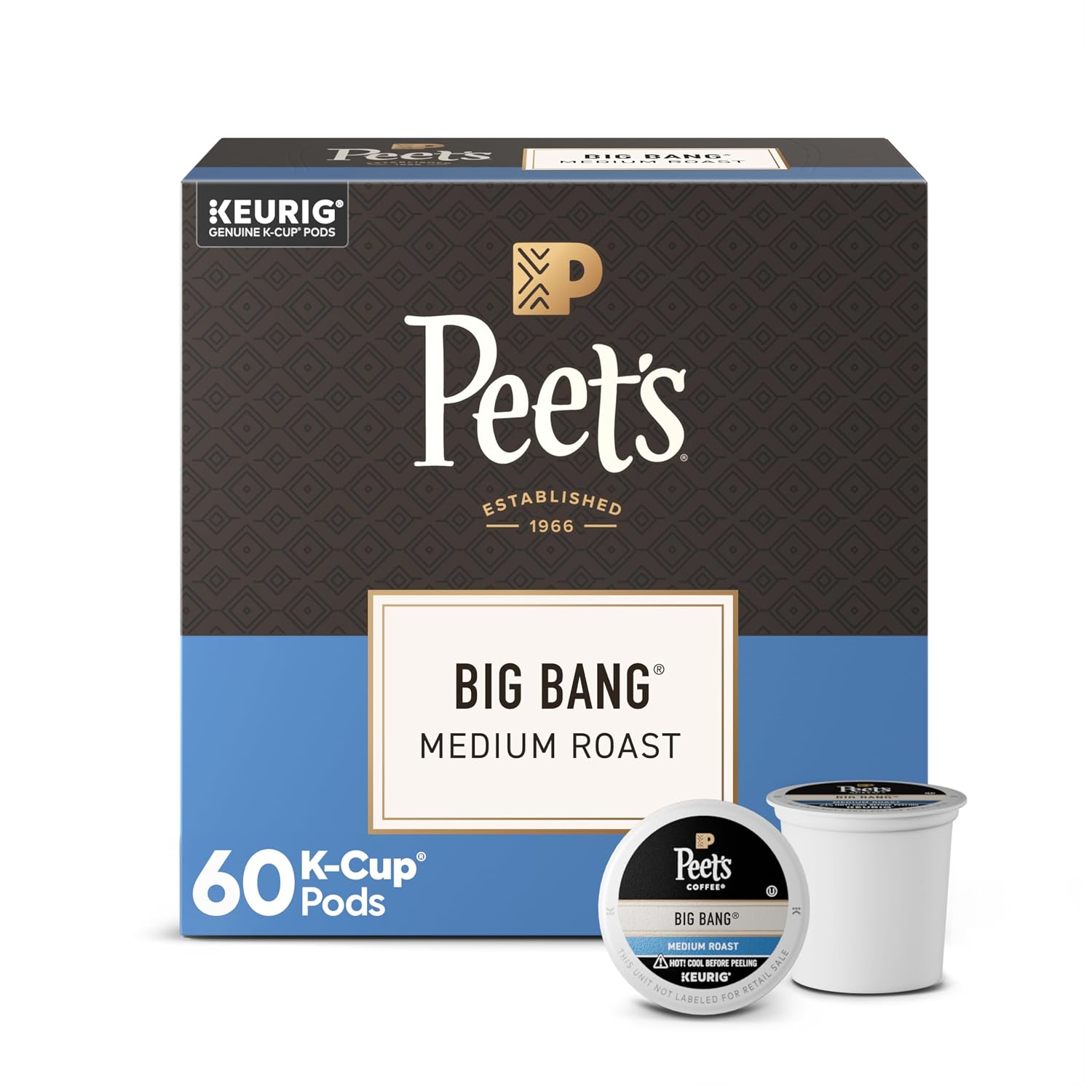 Peet's Coffee, Medium Roast Keurig K-Cup Pods, 100% Arabica Coffee - Big Bang 60 Count (6 Boxes of 10 K-Cup Pods)