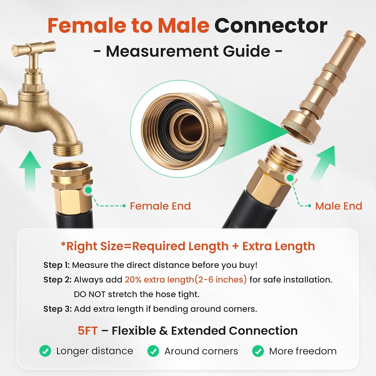 Cesun 100 ft Metal Garden Hose with 10 Function Nozzle, 100 foot x 5/8" | Heavy Duty Stainless Steel Water Hose, Kink-Free & Flexible, Lightweight, Durable, Leak Proof, Rust Proof for Yard/RV/Outdoor