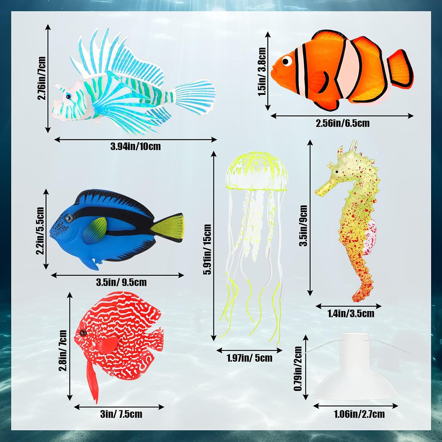 Weewooday 7 Pcs Artificial Fish Glowing Effect,Modern Color