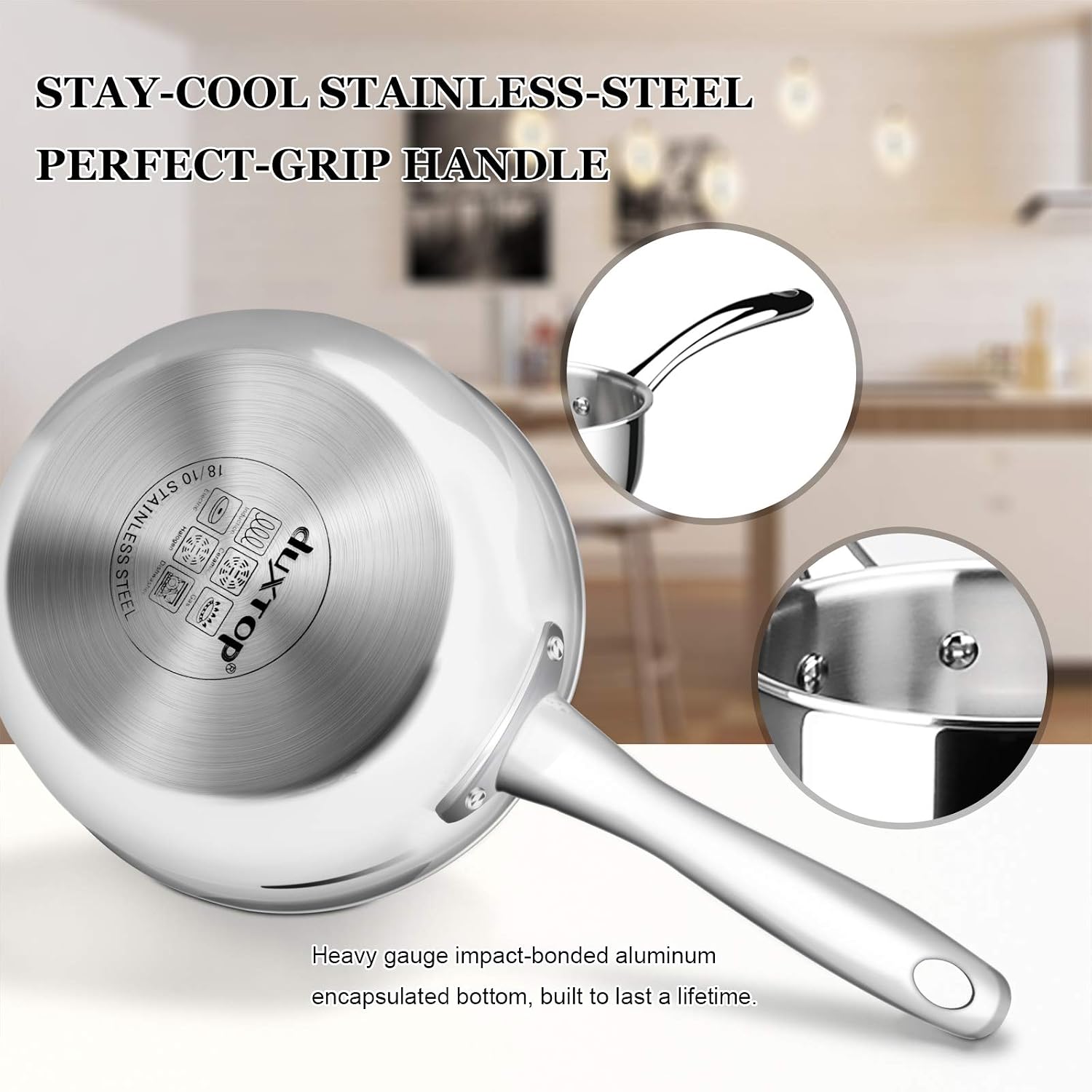 Duxtop Tri-Ply Stainless Steel Saucepan with Lid, 3 Qt Induction Pot | Whole Clad Saucier Pan, Dishwasher and Oven Safe, Stay-Cool Handle