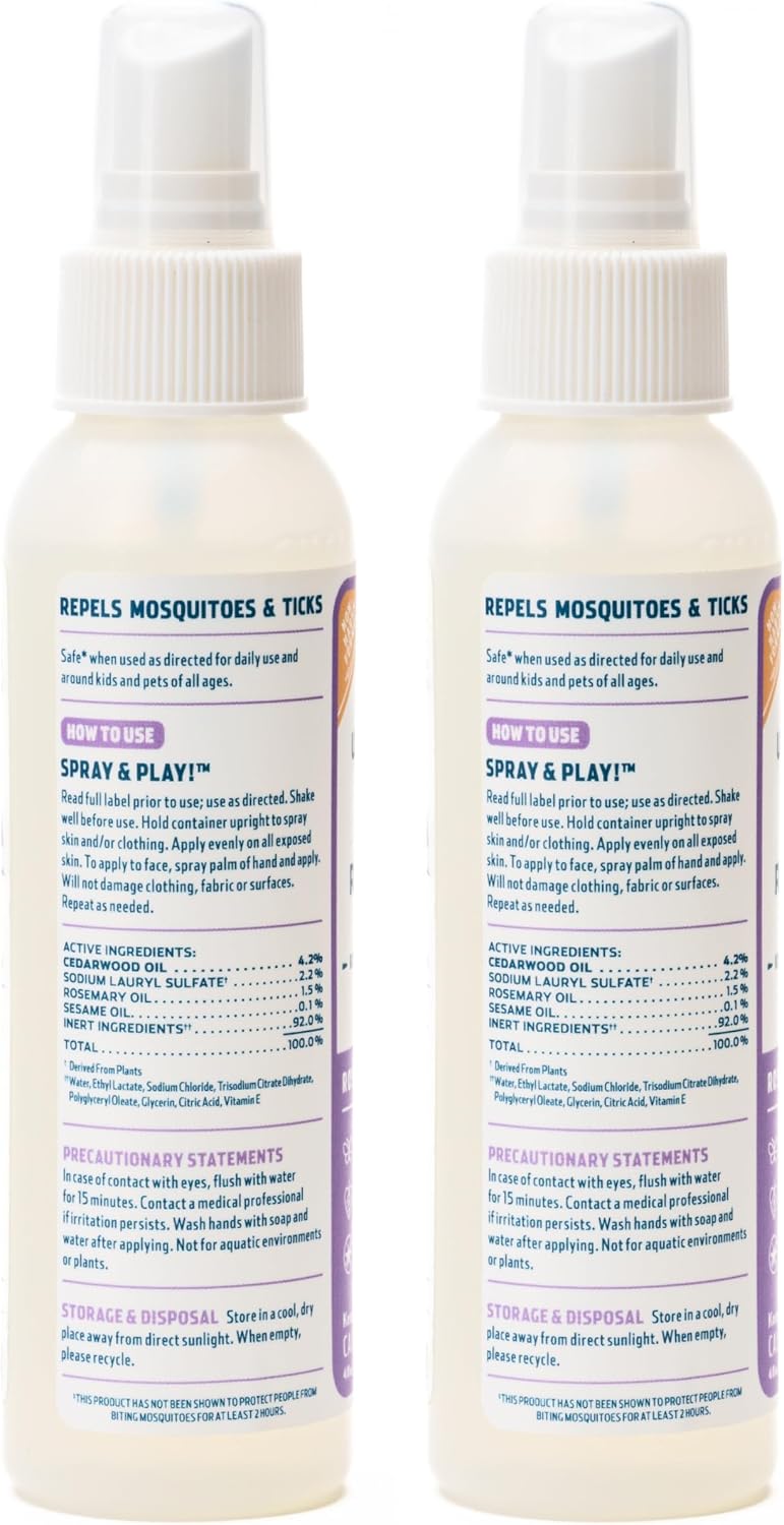 Wondercide - Mosquito, Tick, and Insect Repellent with Natural Essential Oils - DEET-Free Bug Spray and Killer - Safe for Family - Cedarwood 2-Pack of 4 oz Bottle | With Natural Essential Oils - DEET-Free Bug Spray and Killer - Safe for Family