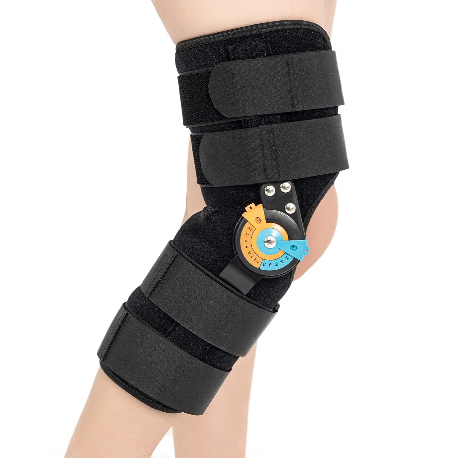 Hinged ROM Knee Braces Adjustable Knee Immobilizer Support for Knee Pain ACL MCL PCL Arthritis Meniscus Tear Post OP Recovery for Men and Women Side