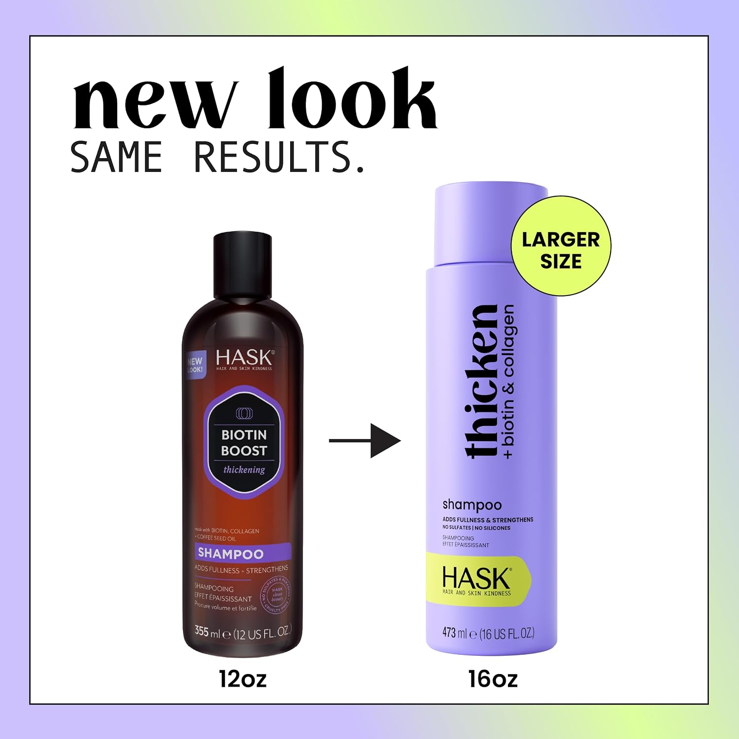 HASK Biotin Boost Thickening Shampoo + Conditioner Set | Adds Fullness, Strengthens, Volumizes, Sulfate-Free, Paraben-Free, Gluten-Free, Color Safe | 12oz each