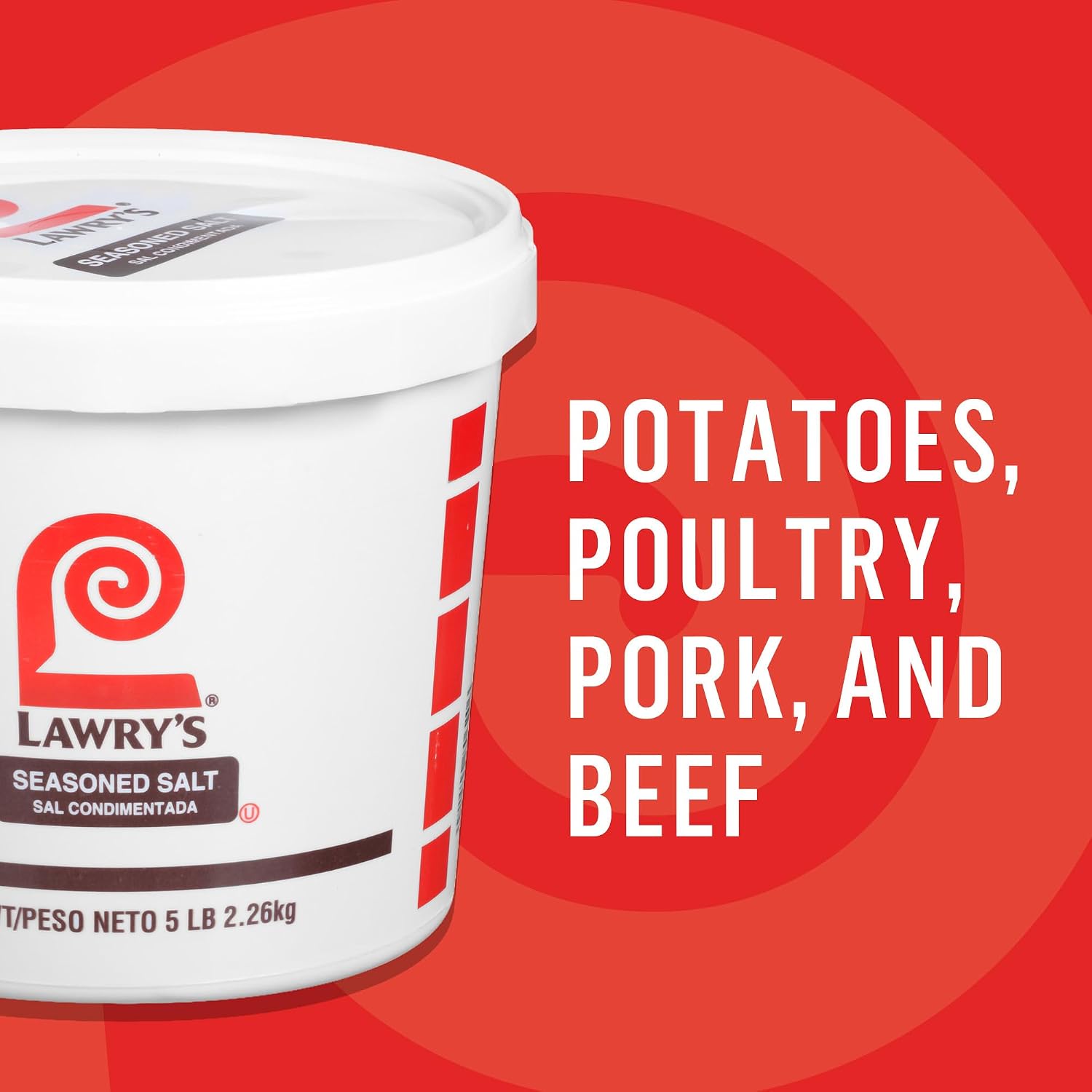 Lawrys Seasoned Salt, 5 lb - One 5 Pound Container of All-Purpose Seasoned Salt Made With Perfect Blend of Salt, Garlic, Turmeric, Celery, Paprika and Other Spices