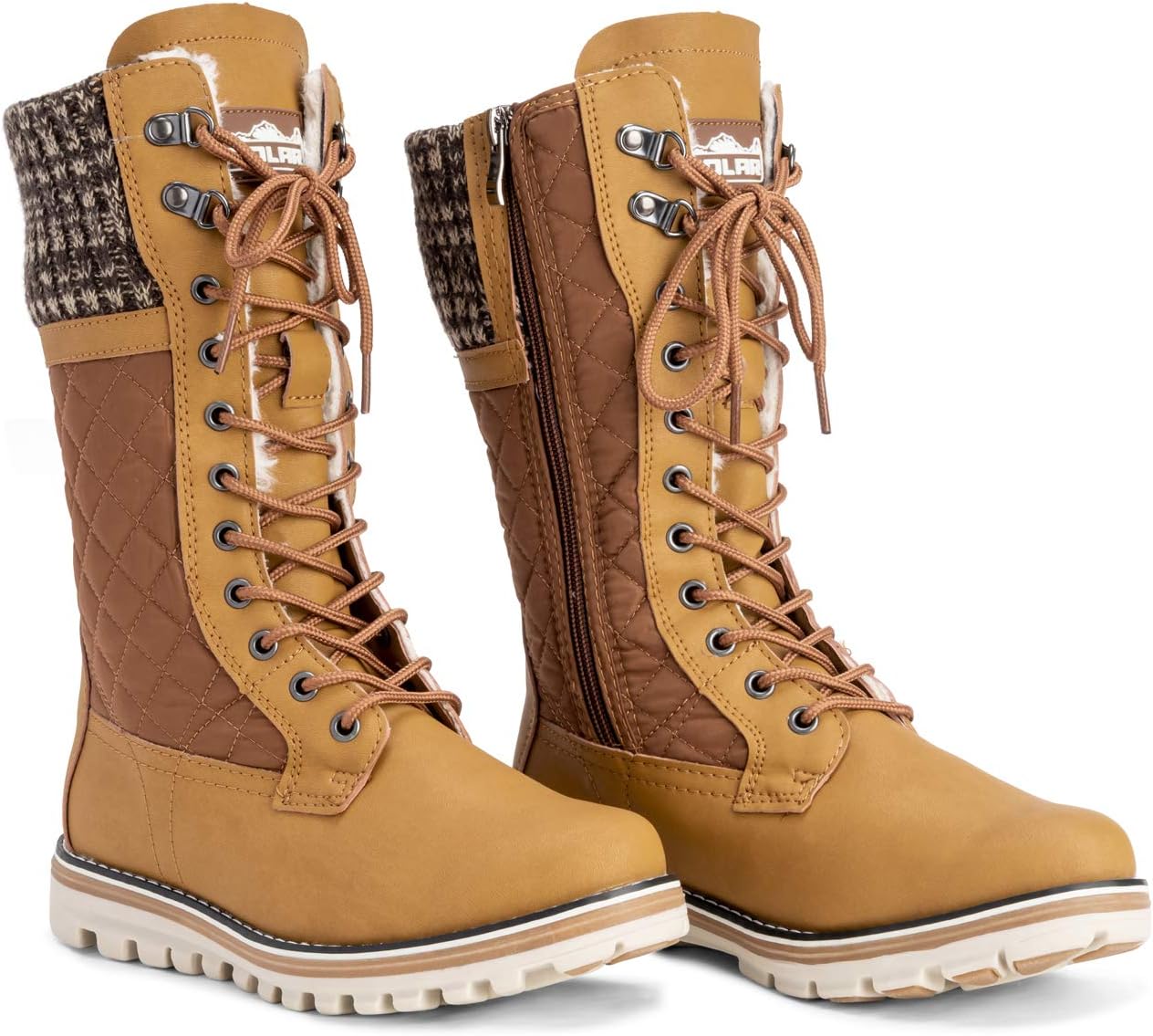 POLAR Womens Faux Fur Warm Thermal Waterproof Outdoor Walking Snow Winter Rubber Sole Calf Boots