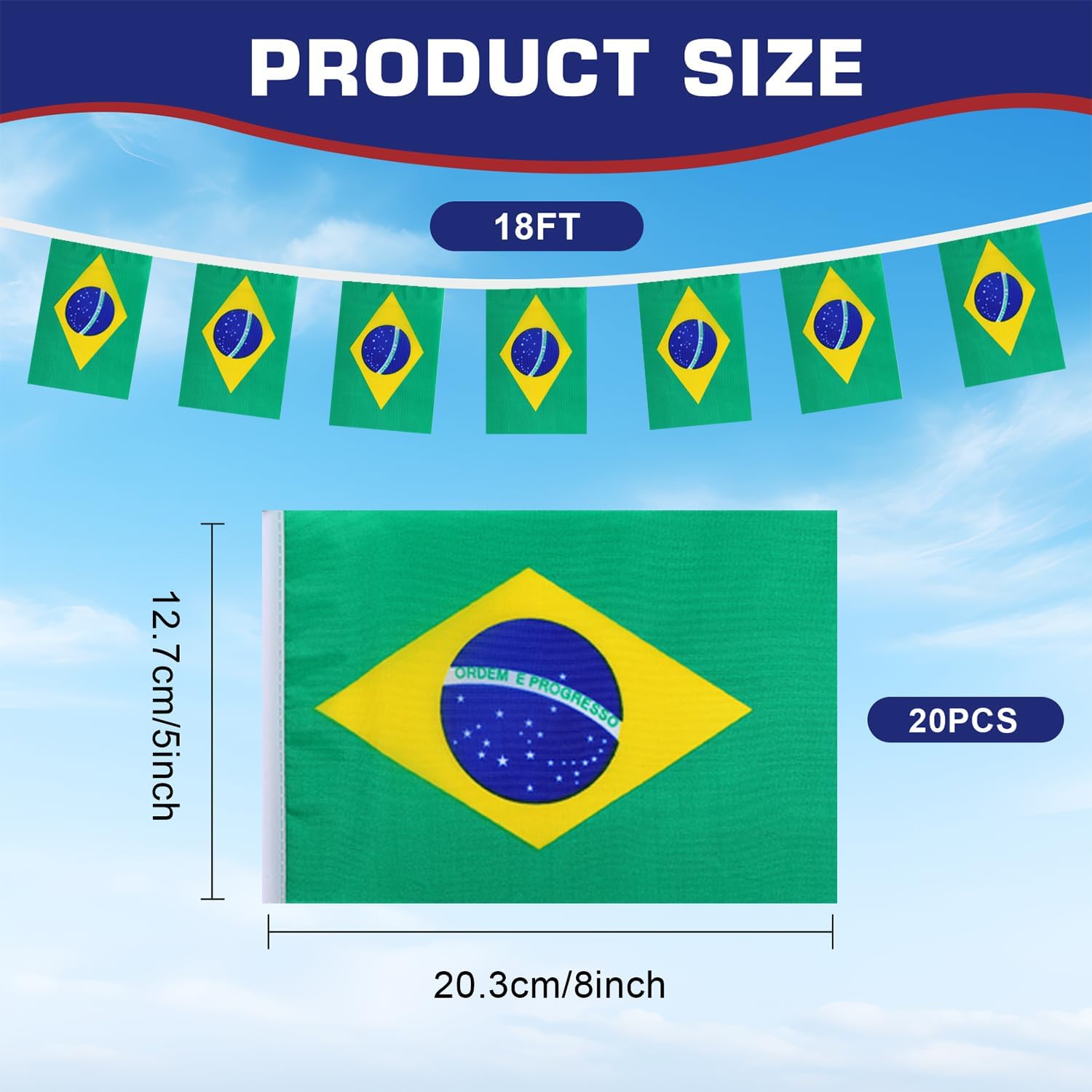 Nicaragua String Flags Banner Mini Small Nicaraguans Flag Bunting Patriotic Hanging Decor,National Holiday, Sports Game, Fiesta & Themed Party,18 Feet 20 Flags