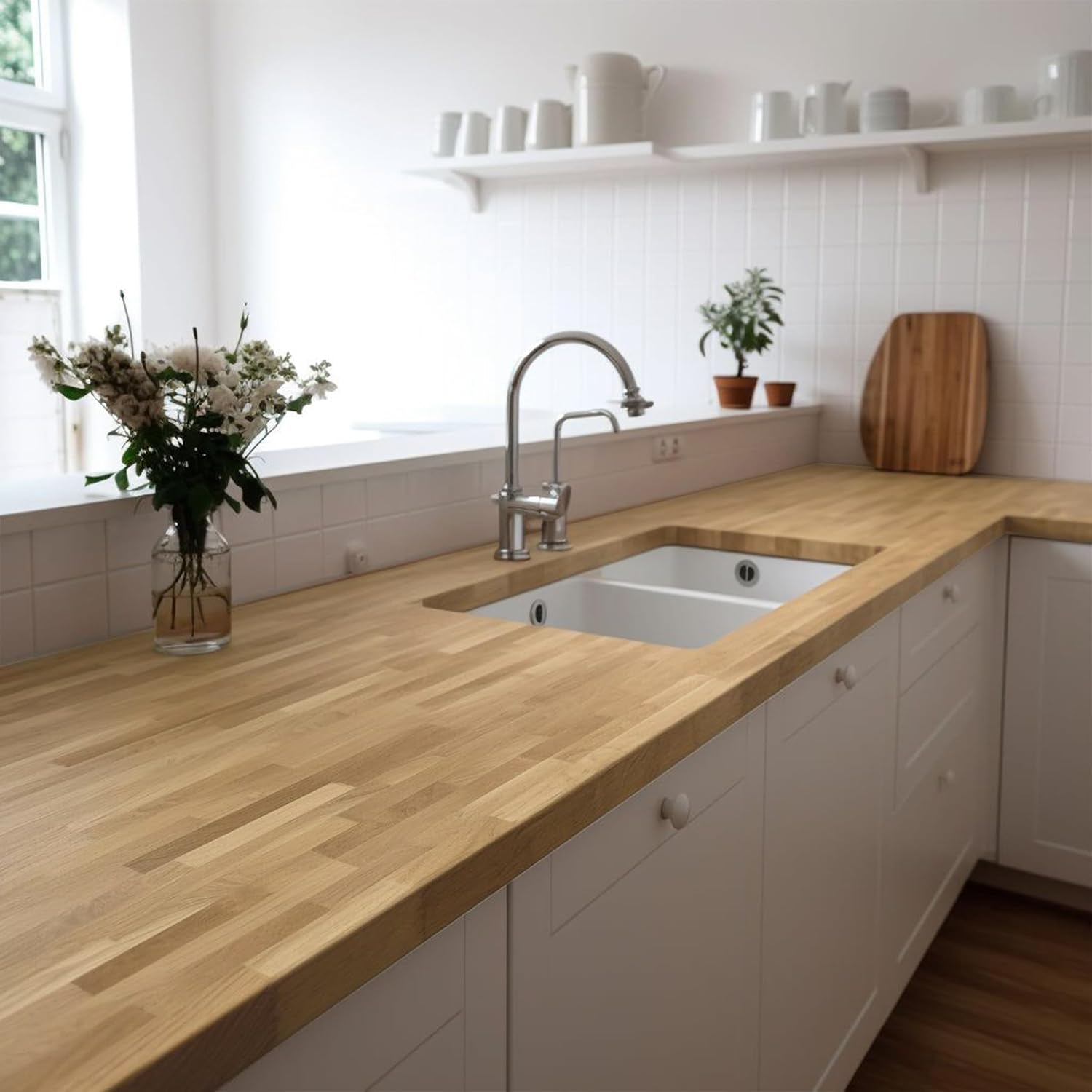 Butcher Block Countertop Wood Tabletop - 4FT Solid Birch Wood Table Top, Unfinished Hardwood Butcher Block Slab for Kitchen Countertops, Island, Desk Top, Workbench Top, Tabletop 50"x25"x1.5"