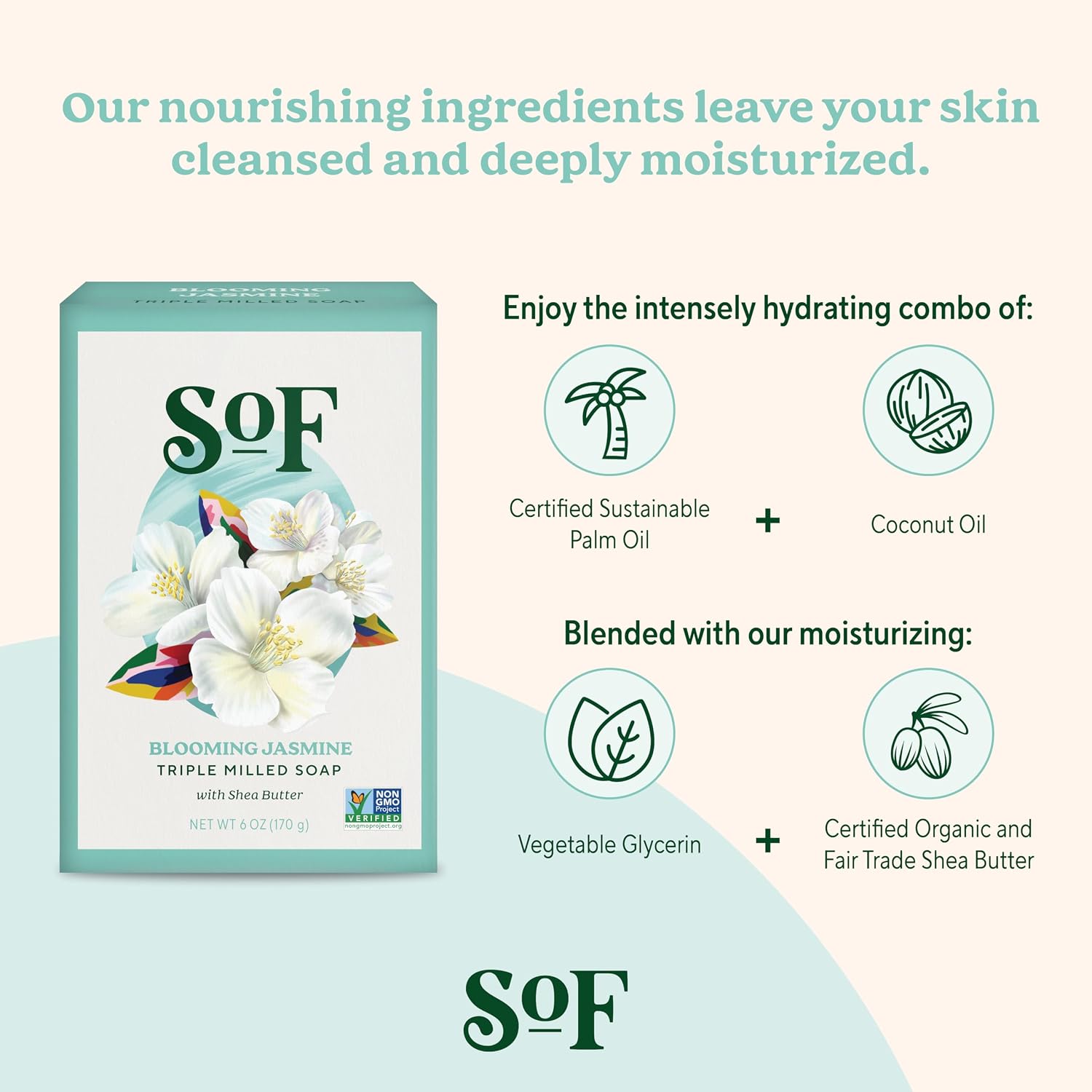 South Of France SoF Triple Milled Bar Soap, Coconut & Shea Butter