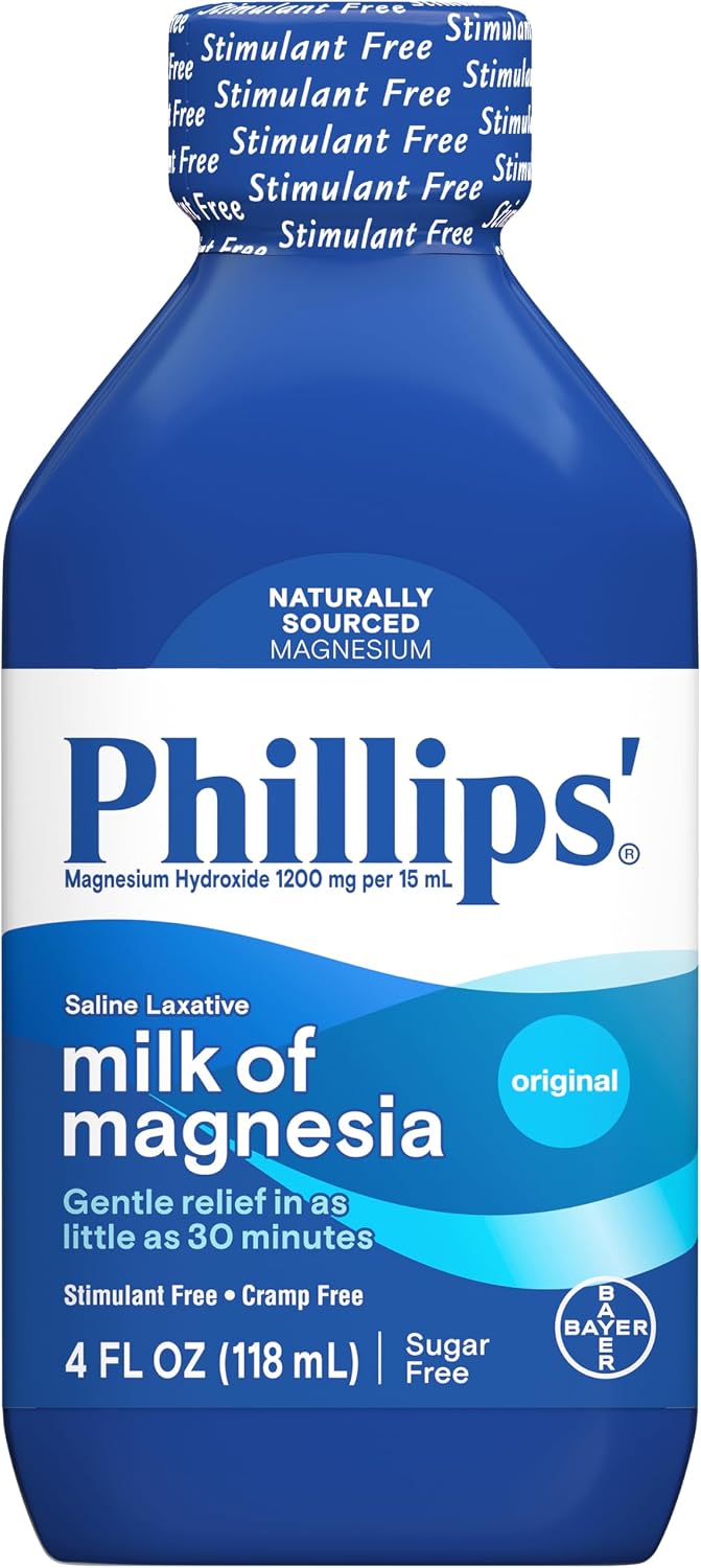 Phillips' Milk of Magnesia, Laxative, Original, 4 Ounce (Pack of 6) - Packaging May Vary