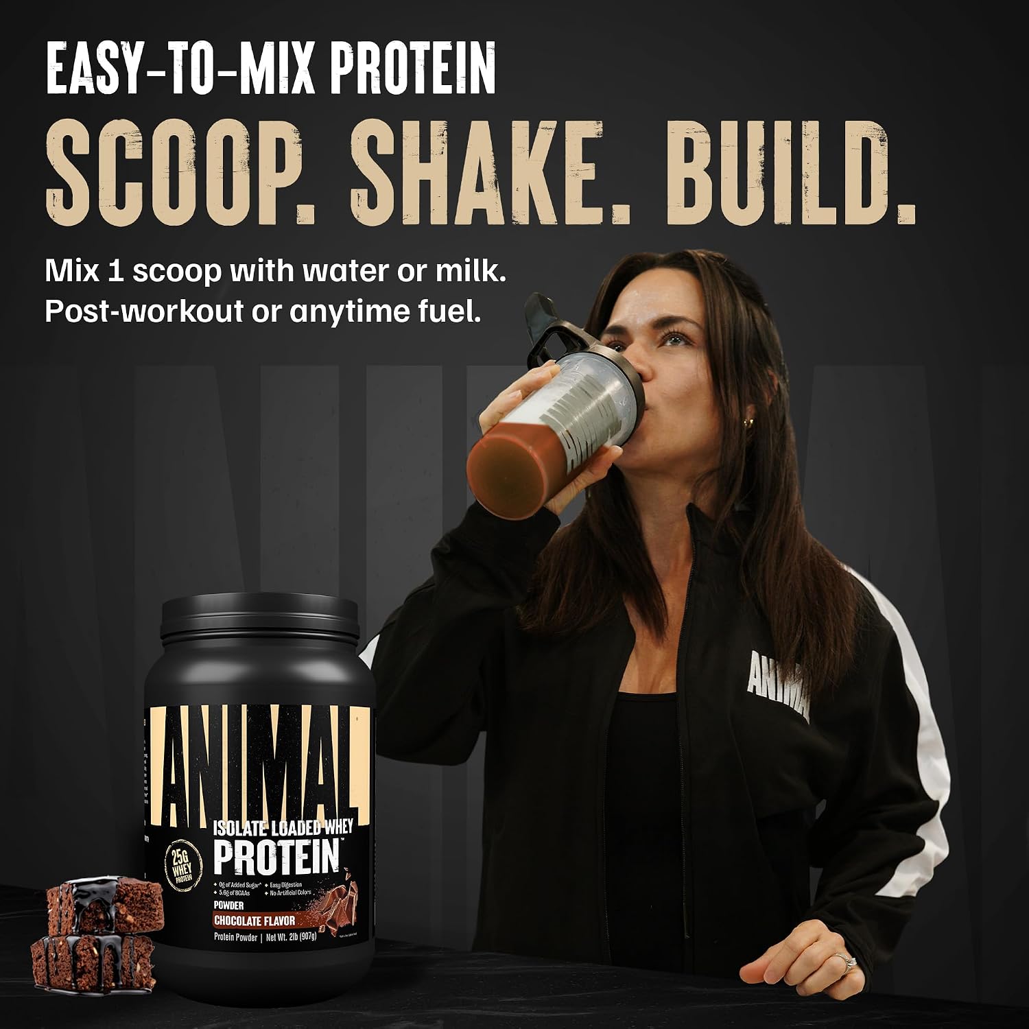 Animal Whey Isolate Protein Powder - Loaded for Pre & Post Workout Muscle Builder and Recovery with Digestive Enzymes for Men & Women - 25g Protein, Great Taste, Low Sugar - Chocolate 2 lbs