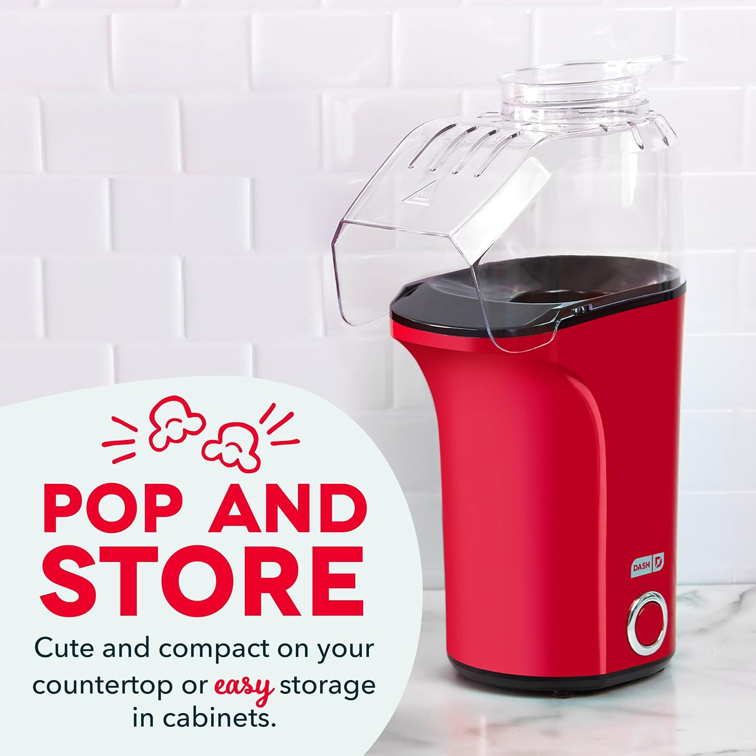 Dash Fresh Pop Popcorn Maker, 16-Cup Hot Air Popper, Aqua | Electric Popcorn Machine, Oil-Free Air Popped Popcorn, Built-In Measuring Cup & Butter Melting Tray, Movie Night Snacks