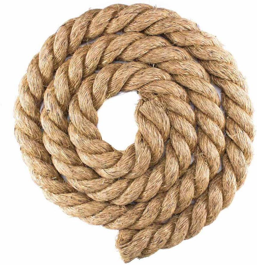 Twisted Manila Hemp Rope (1 Inch x 25 Feet)