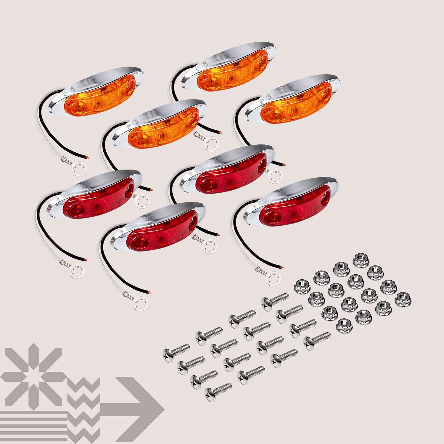 TRUE MODS 2pc 2.5" Amber Oval LED Trailer Marker Lights for Boat Trailer RV