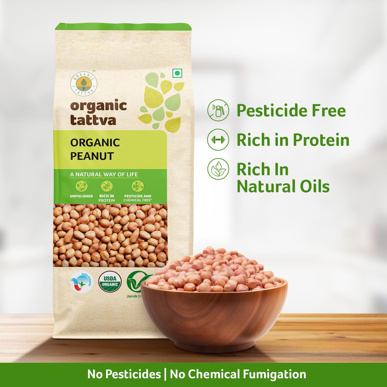 Organic Groundnuts/Peanuts, 500 Grms Certified By USDA