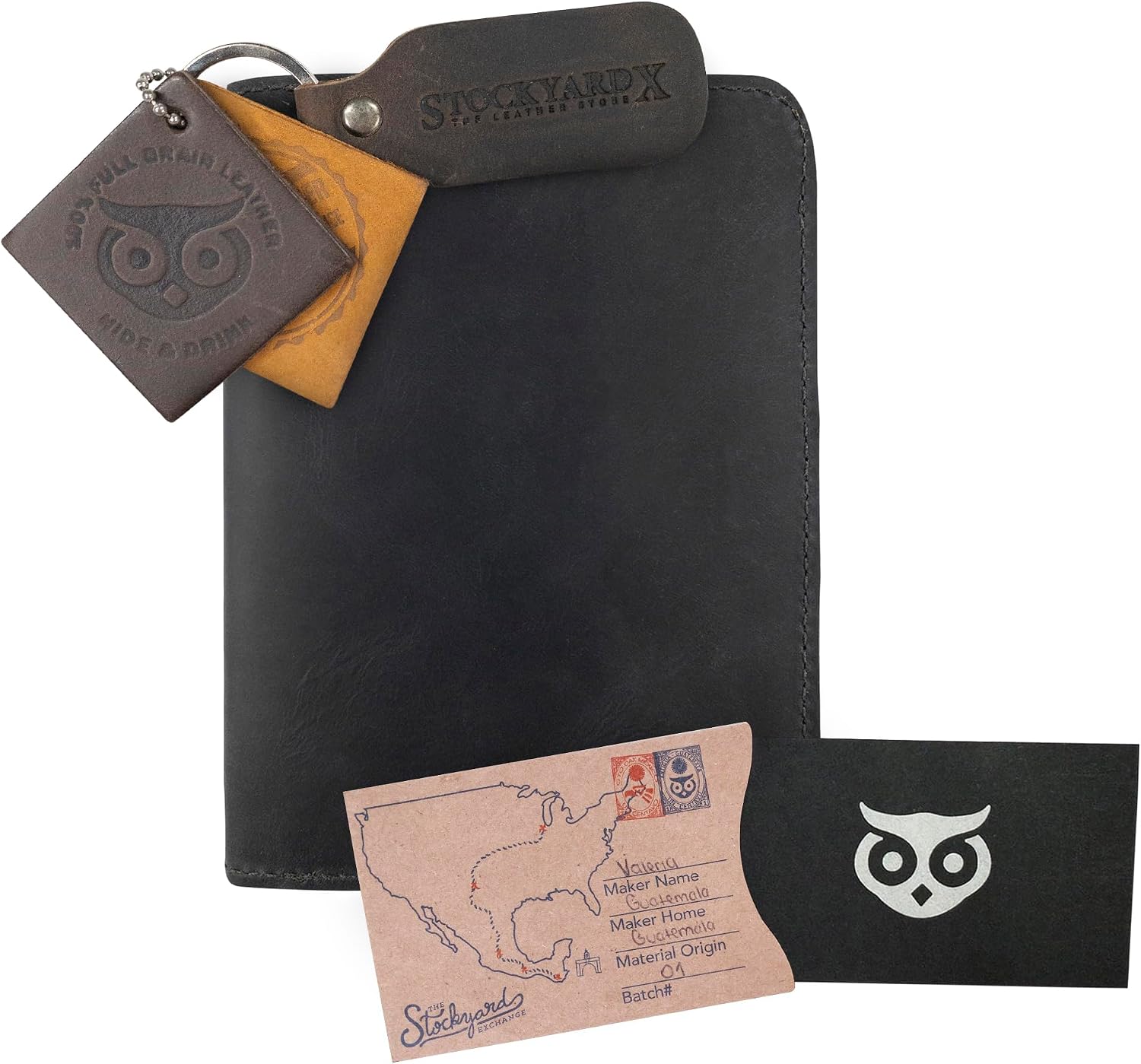 Hide & Drink, Double Passport Cover with Slots for Bills and Keys, Rustic Case, ID Organizer, Full Grain Leather, Handmade Accessories, Bourbon Brown