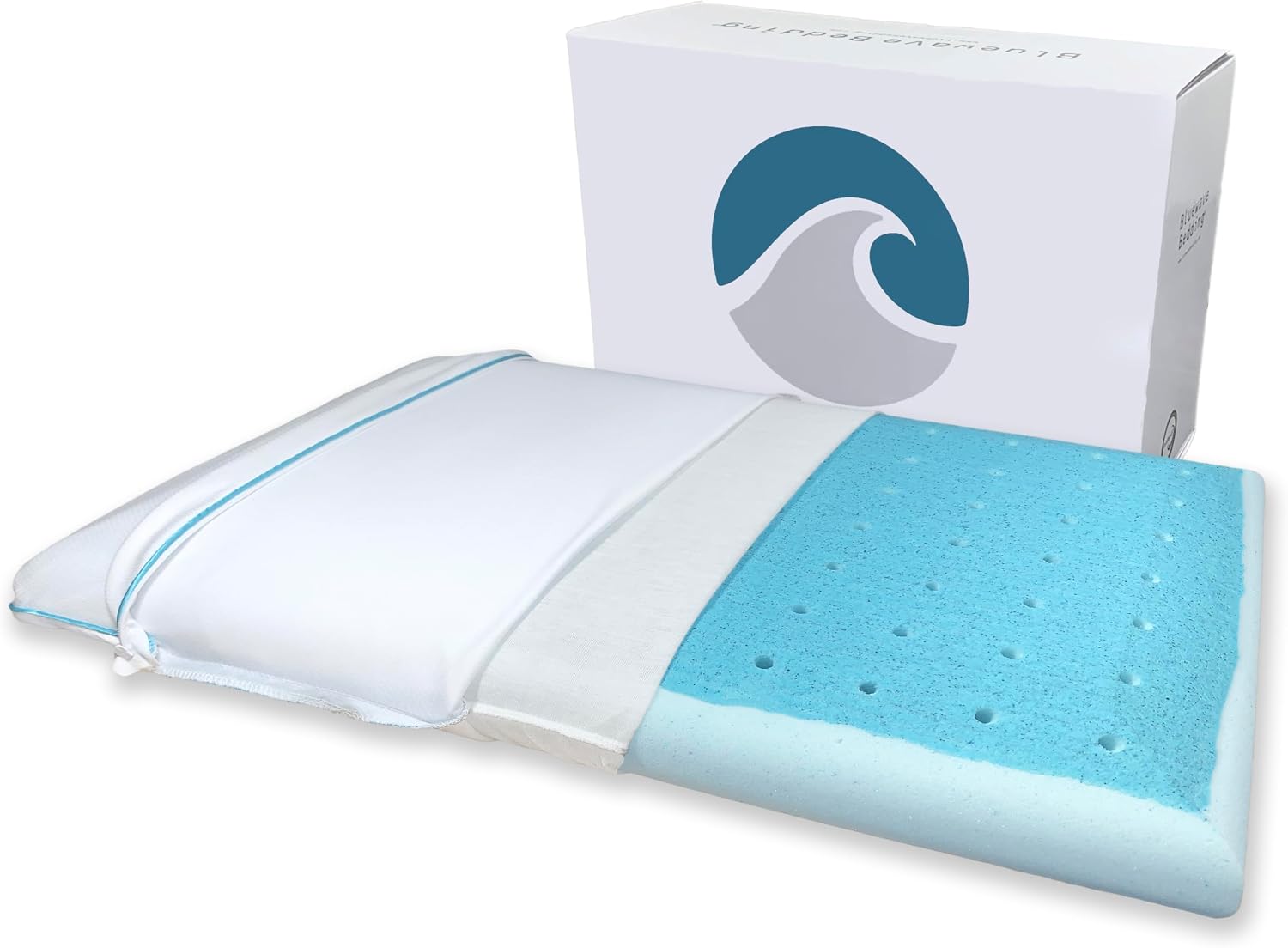 Bluewave Bedding Hyper Slim Gel Memory Foam Pillow for Stomach and Back Sleepers - Thin