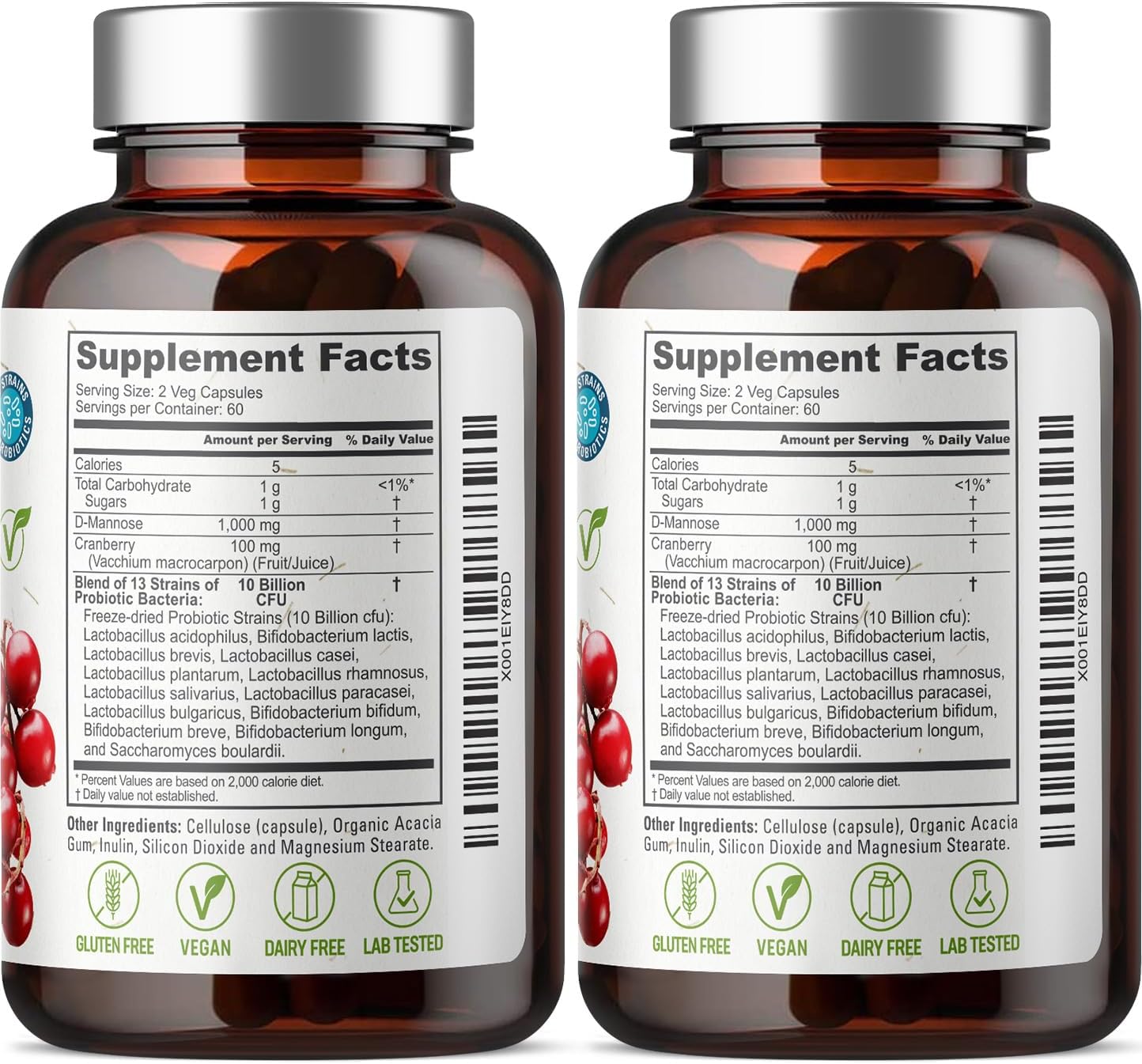 biophix D-Mannose 1000mg Capsules with Cranberry & Probiotics - D Mannose Supplements for Women - D-Mannose Pills for Urinary Tract & Bladder Health Support - Digestive Well-Being - 120 Vcaps