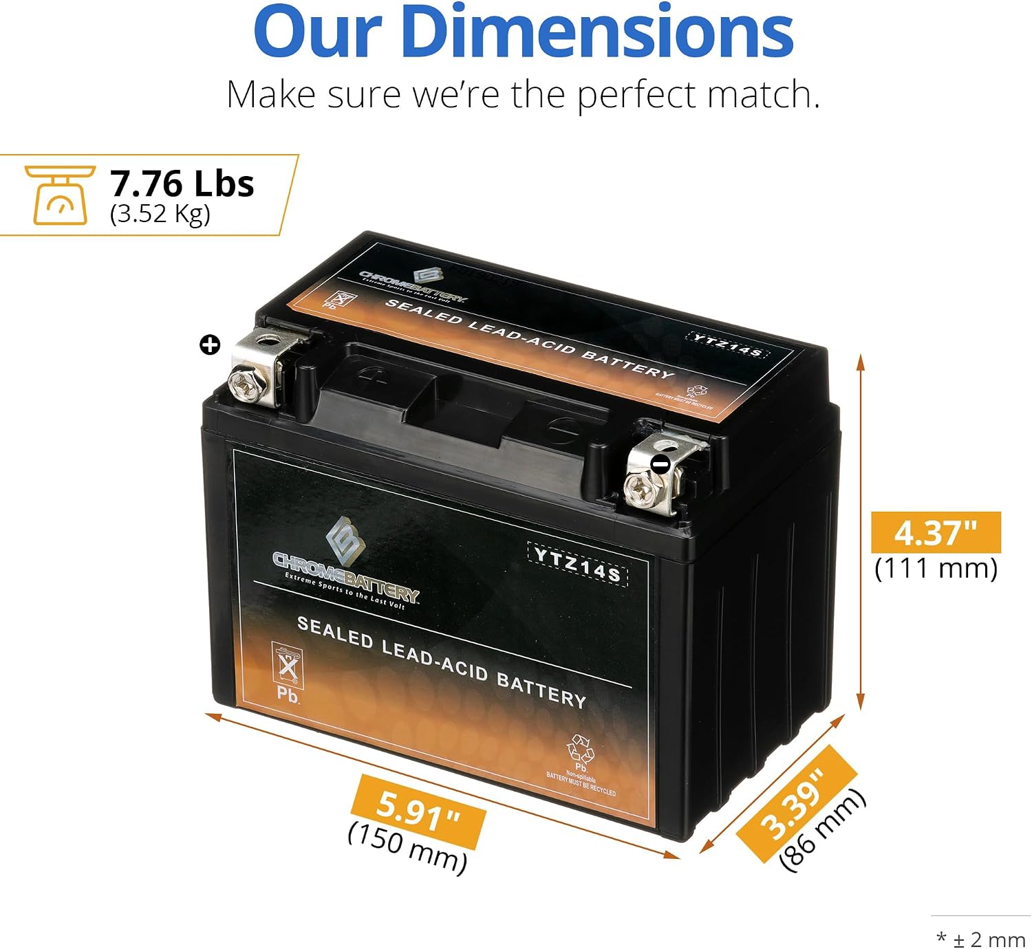CB CHROMEBATTERY YTX30L-BS 12V 385 CCA AGM – Maintenance-Free 30Ah Battery for Harley, ATV, UTV, Snowmobile, Jet Ski – T3 Nut & Bolt Terminal – Fits Harley Touring, Polaris Sportsman 850