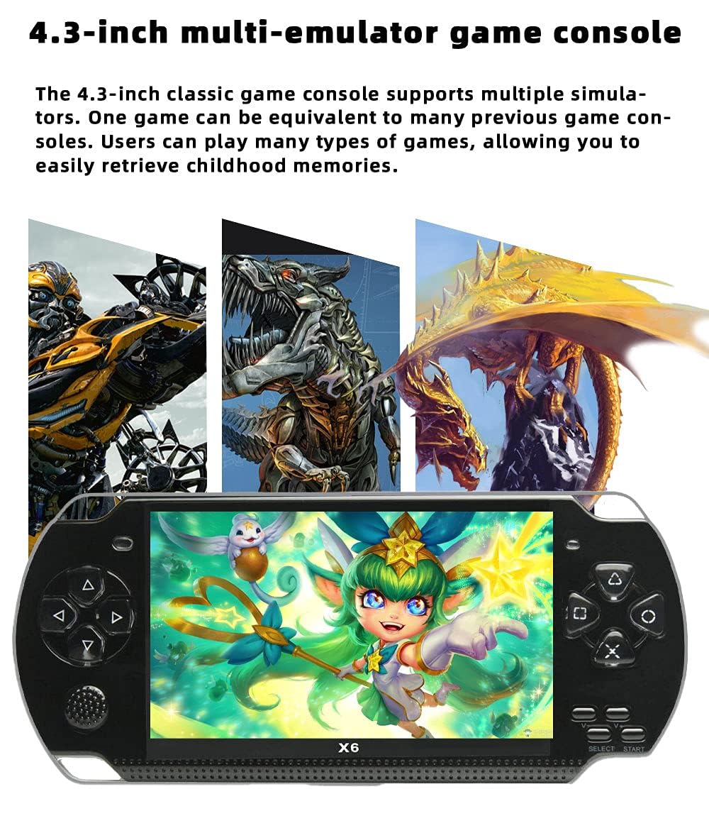 JXD Handheld Game Console 4.3 inch 8GB Built in 2000 Games for Multiple Simulators X6 Retro Video Game Console Mp3/4/Ebook TV Out Mini Hand Portable