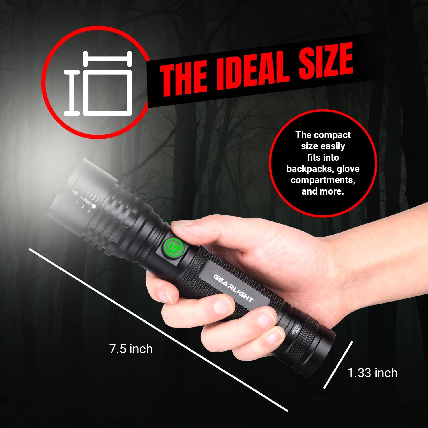 GearLight High-Powered LED Flashlight S1200 - Mid Size, Zoomable, Water Resistant, Handheld Light - High Lumen Camping, Outdoor, Emergency Flashlights - S1200-1 Pack, (Batteries Not Included)