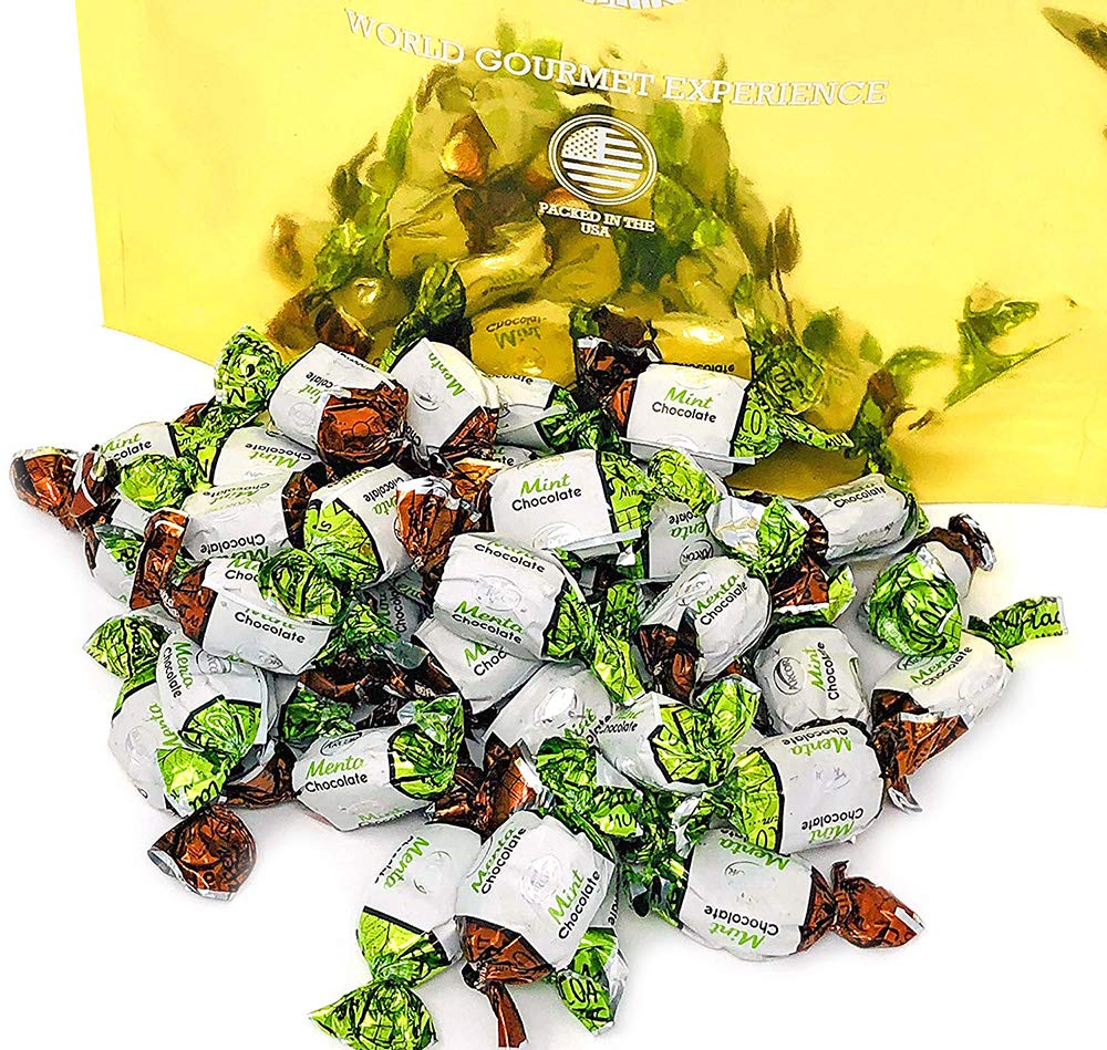 SweetGourmet Premium Chocolate Filled Mints, Arcor Hard Candy, 2 Pound | After-Dinner Treat, ~80 Pieces per Pound, Candy Buffet Ready, Assorted Wrappers, Resealable Bag