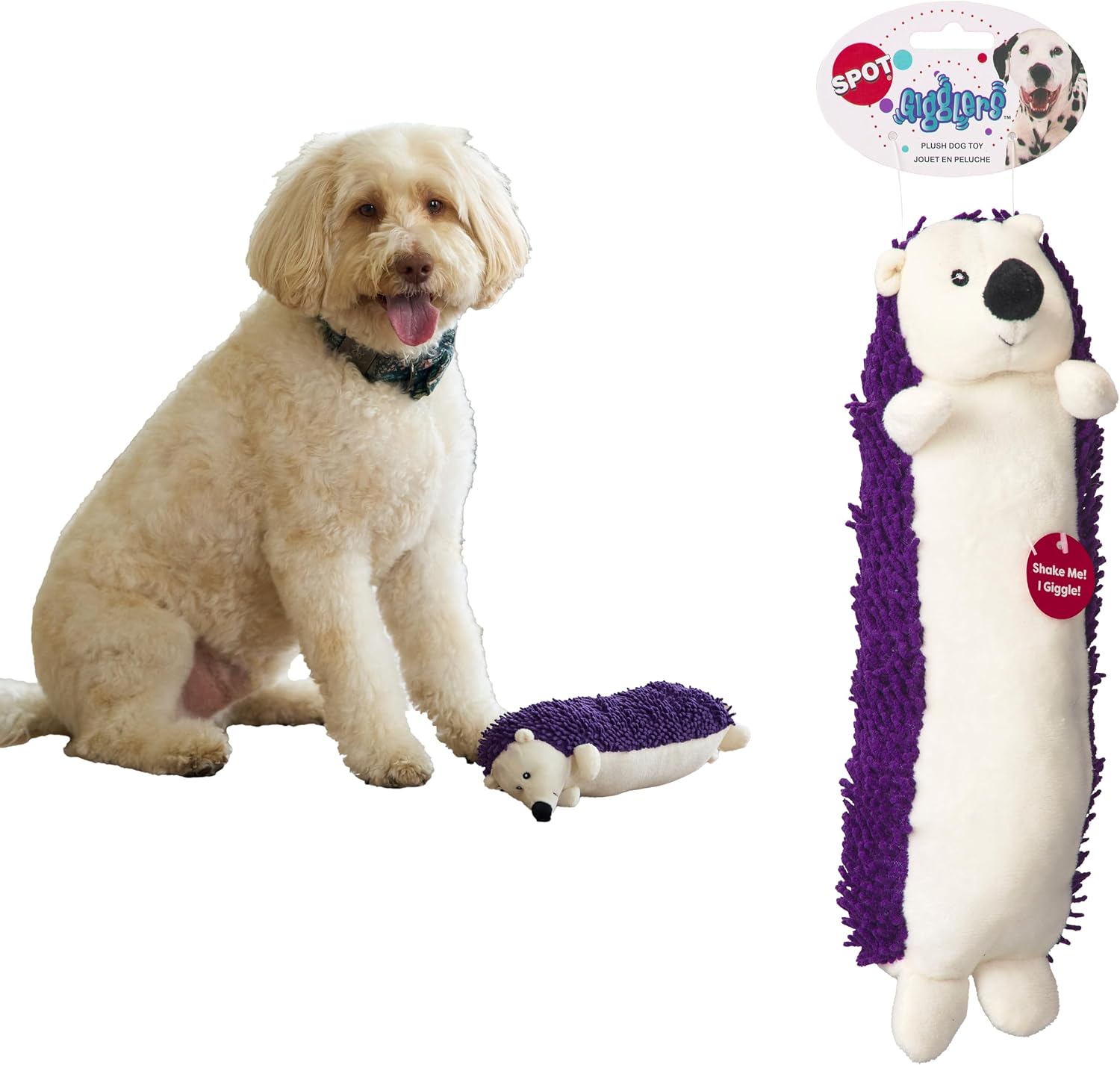 SPOT Gigglers Hedgehog Dog Toy, 12-Inch Plush Toy with Built-in Giggle Sound, Textured Body for Sensory Play, Durable Design for Moderate Chewers