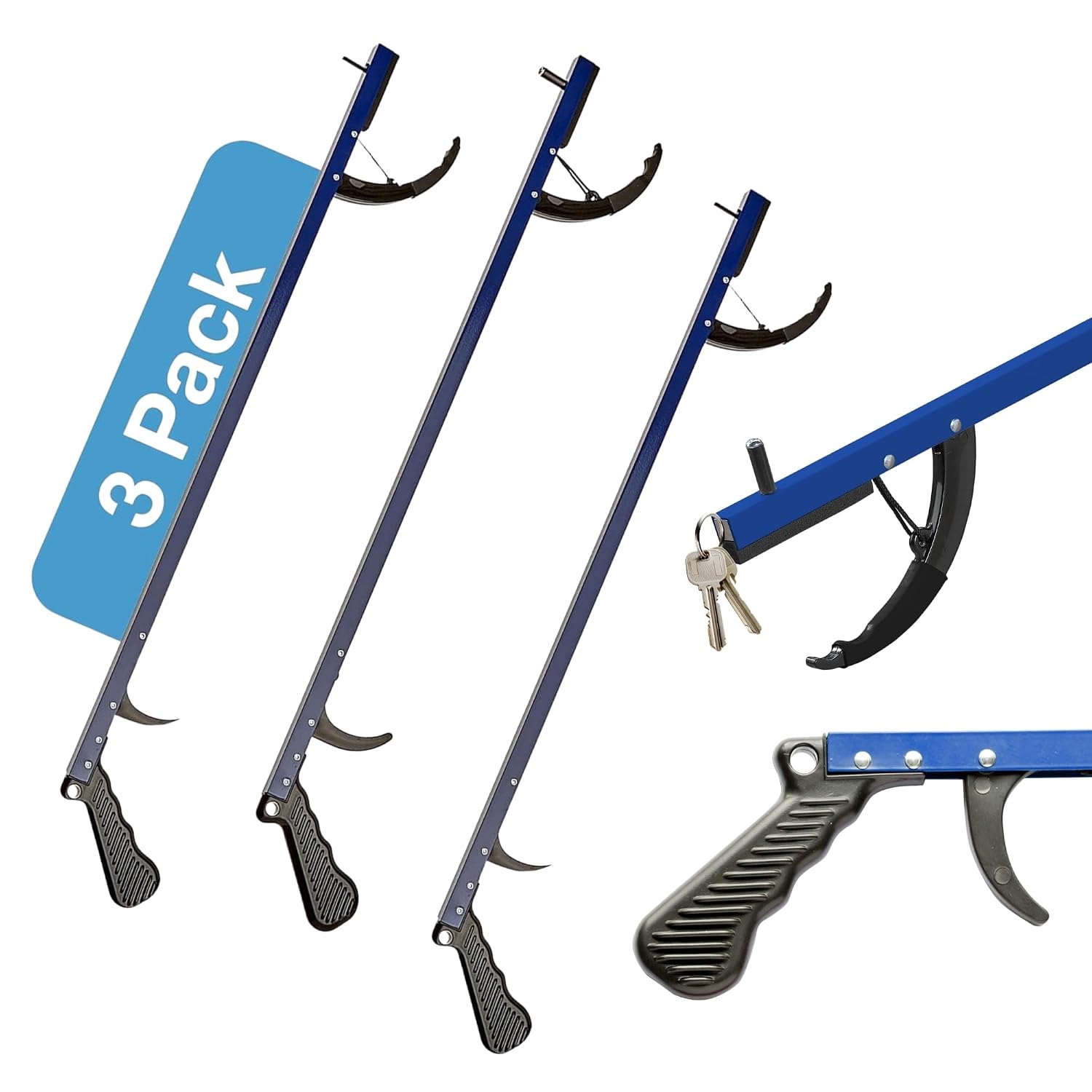 Sammons Preston Reacher, 32" Grabber Tool for Seniors, Magnetic Tip, Silver | Lightweight grabber reacher tool with magnetic tip, ergonomic grip and claw jaw, a reaching aid for seniors