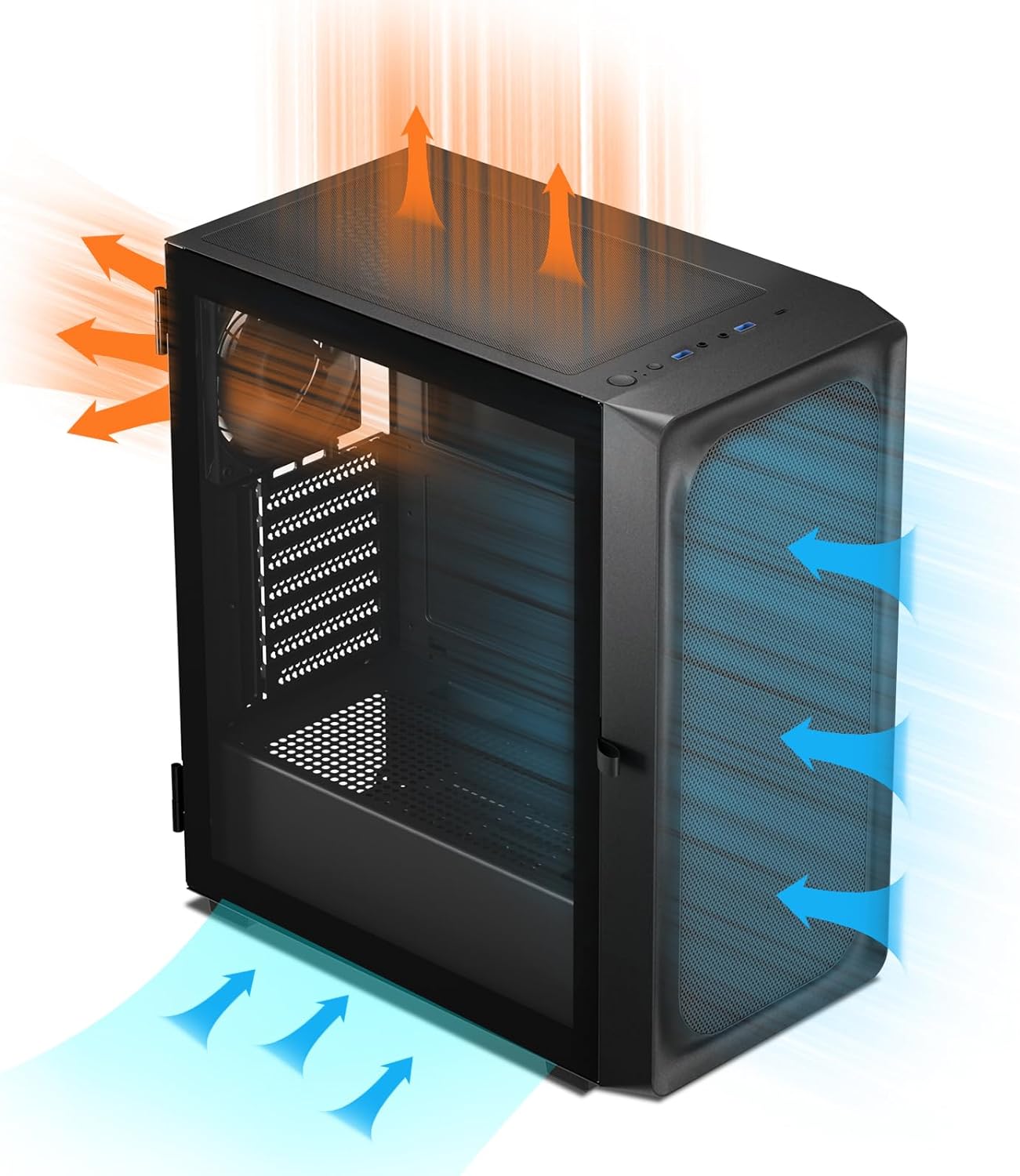 DARKROCK EC2 ATX Mid Tower Gaming Computer PC Case, Type-C Ready | Supports 50 Series Graphics Cards, Tempered Glass Side Panel