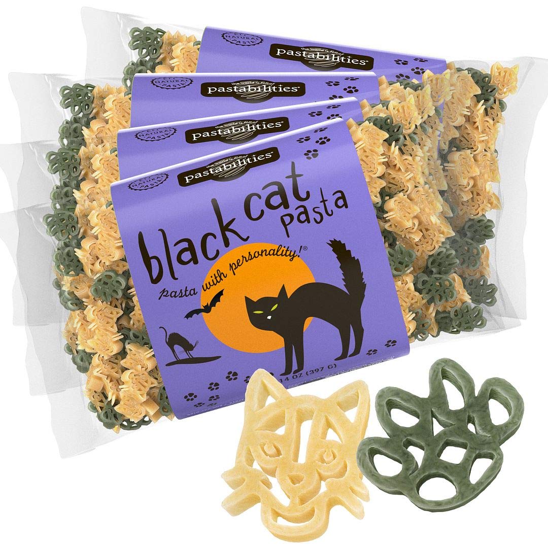 Pastabilities Fun Shaped Pasta for Kids - Black Cat Shaped - Cats and Paws Animal Theme, Non-GMO Natural Wheat Pasta, All-Natural, Kosher Certified, Made in the USA, (4 Pack, 14 Oz)