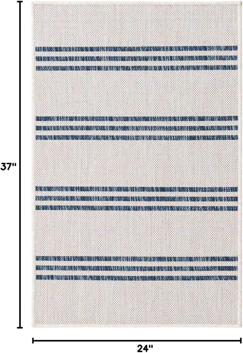Unique Loom Outdoor Collection Area Rug - Anguilla (9' x 12' Rectangle, Blue/ Ivory)