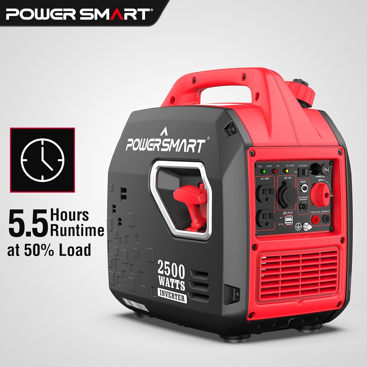 PowerSmart 4800W Portable Inverter Generator,Parallel Ready&Electric Start Super Quite Gas Powered,RV Ready with 30A Outlet, EPA & CARB Compliant for Home Backup, Camping,Portable Power Station