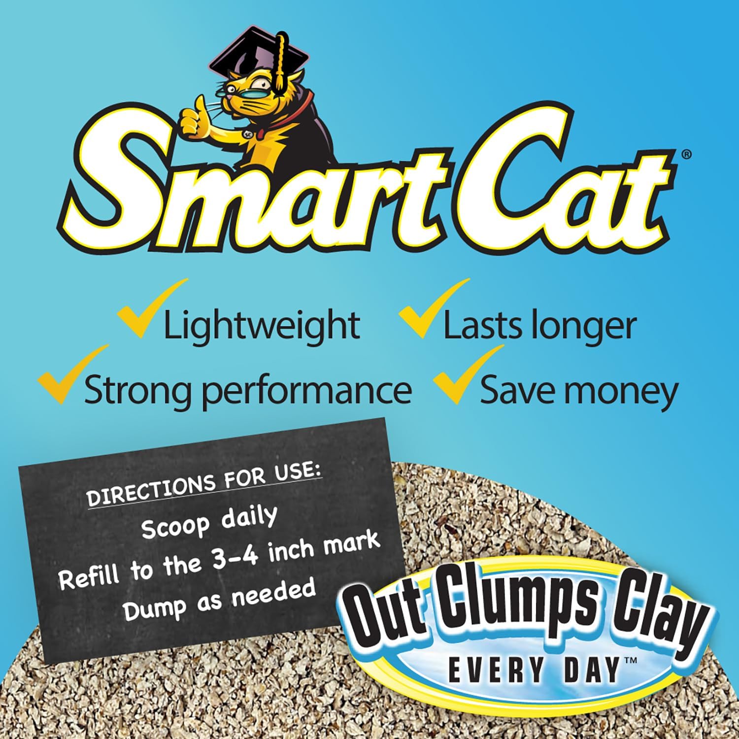 SmartCat All Natural Clumping Cat Litter, 10 Pound (160oz 1 Pack) - Alternative to Clay and Pellet Litter - Chemical and 99% Dust Free - Unscented and Lightweight