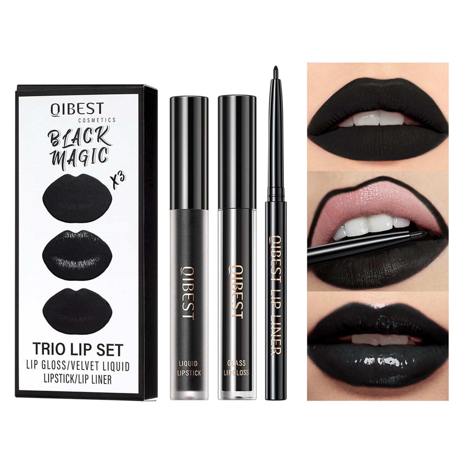 QiBest 7Pcs Matte Liquid Lipstick + 1Pcs Lip Plumper Makeup Set Kit, Pigmented Long Lasting Lip Gloss Set
