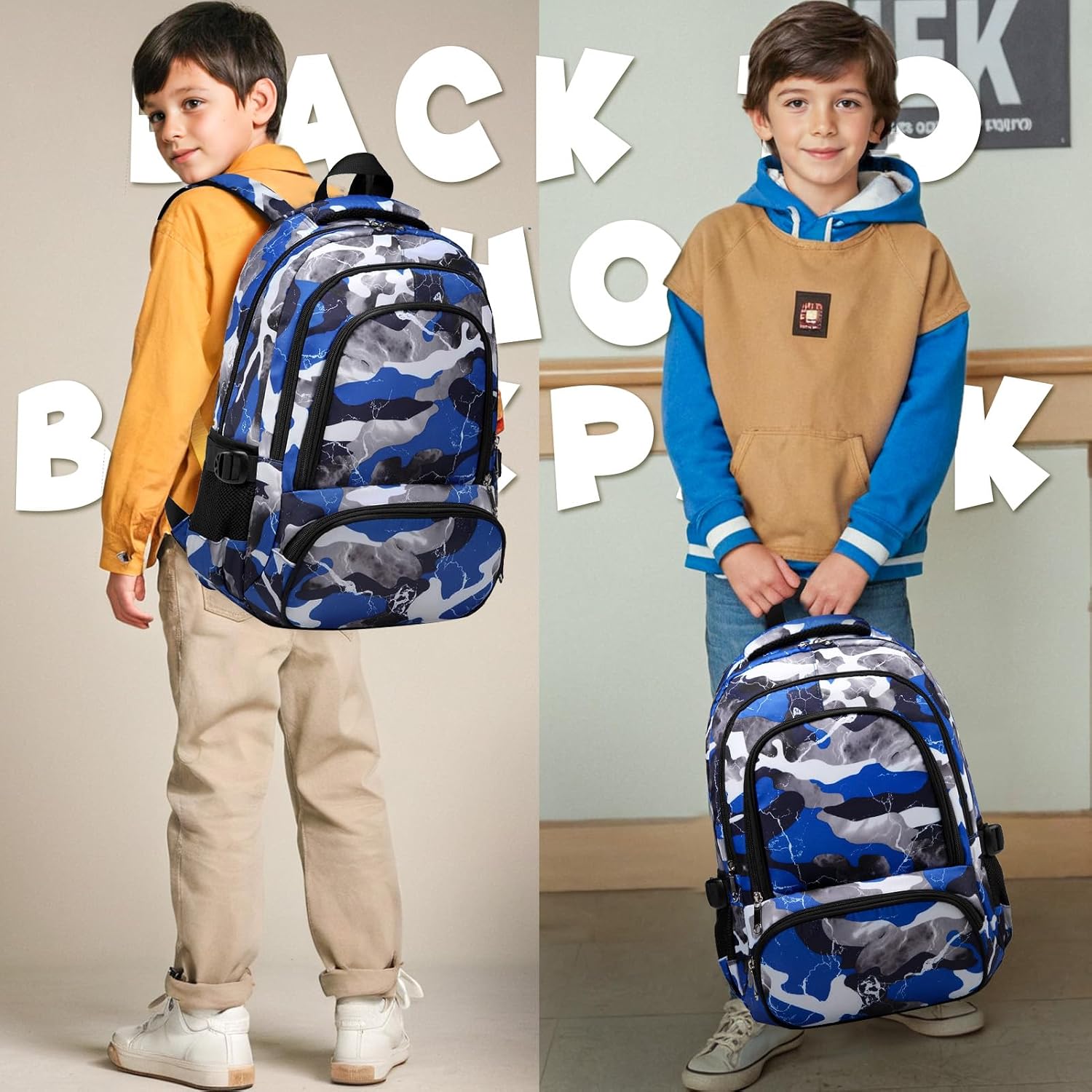 BLUEFAIRY Kids Backpack for Boys Elementary Book Bags Primary Middle School Bookbags for Childs Water Resistant Back to School Gifts Son Mochila