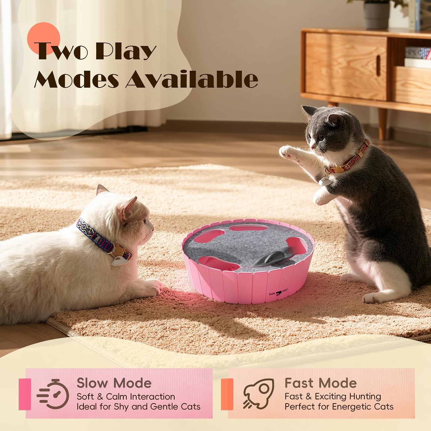 Pawaboo Interactive Cat Toy with Running Mouse, Automatic Track Kitten Toy | Electronic Motion Cat Toy for Indoor Cats, Pop and Play Hide Seek Cats Toys Hunting Mouse for Kitty Play Exercise, Green