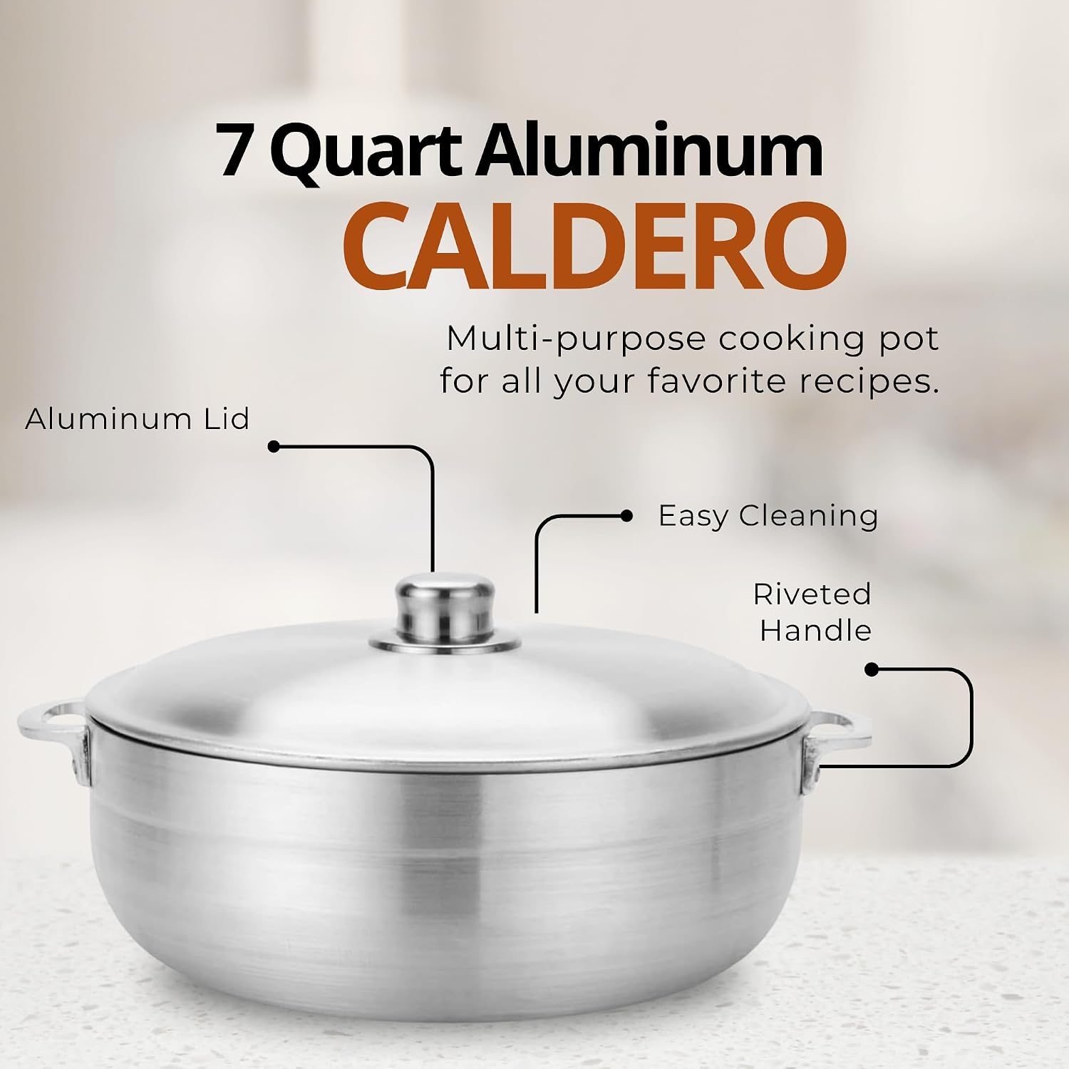 Alpine Cuisine 13-Quart Nonstick Aluminum Caldero Pot | Heavy-Duty Dutch Oven for Large Family Meals, Stews & Rice