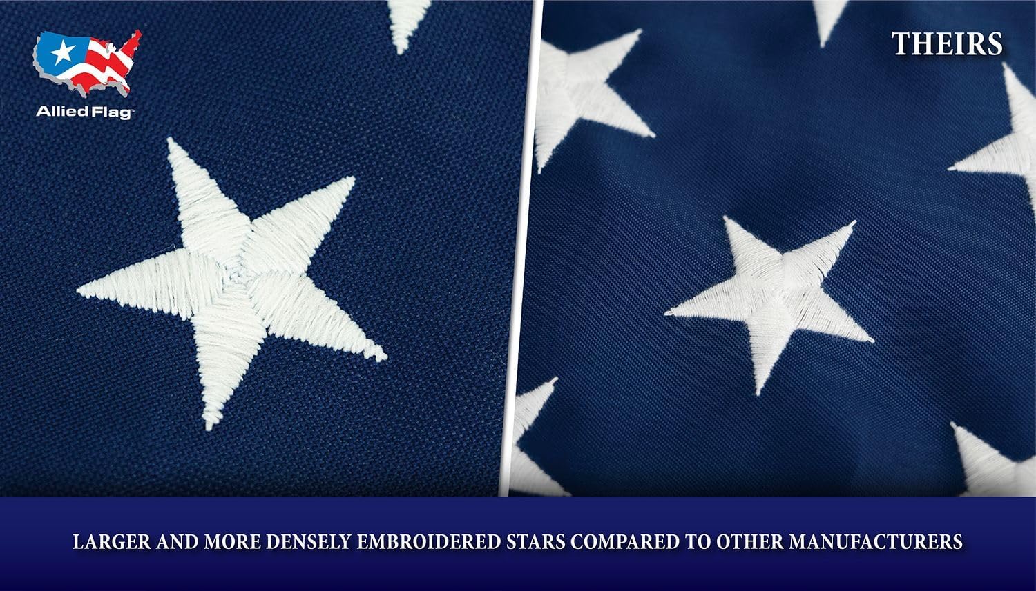 ALLIED FLAG American Flag 5x8 FT Embroidered Nylon US Flag, Vibrant and Durable For Outside - Made in USA